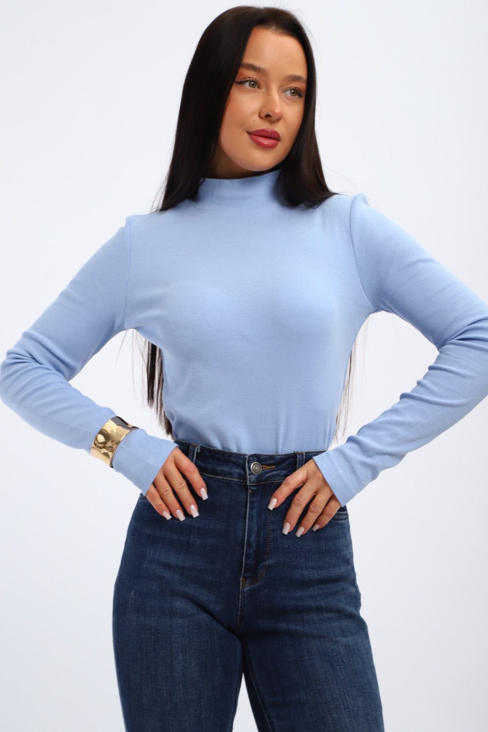 Водолазка женская с горлом теплая 32104 - голубой