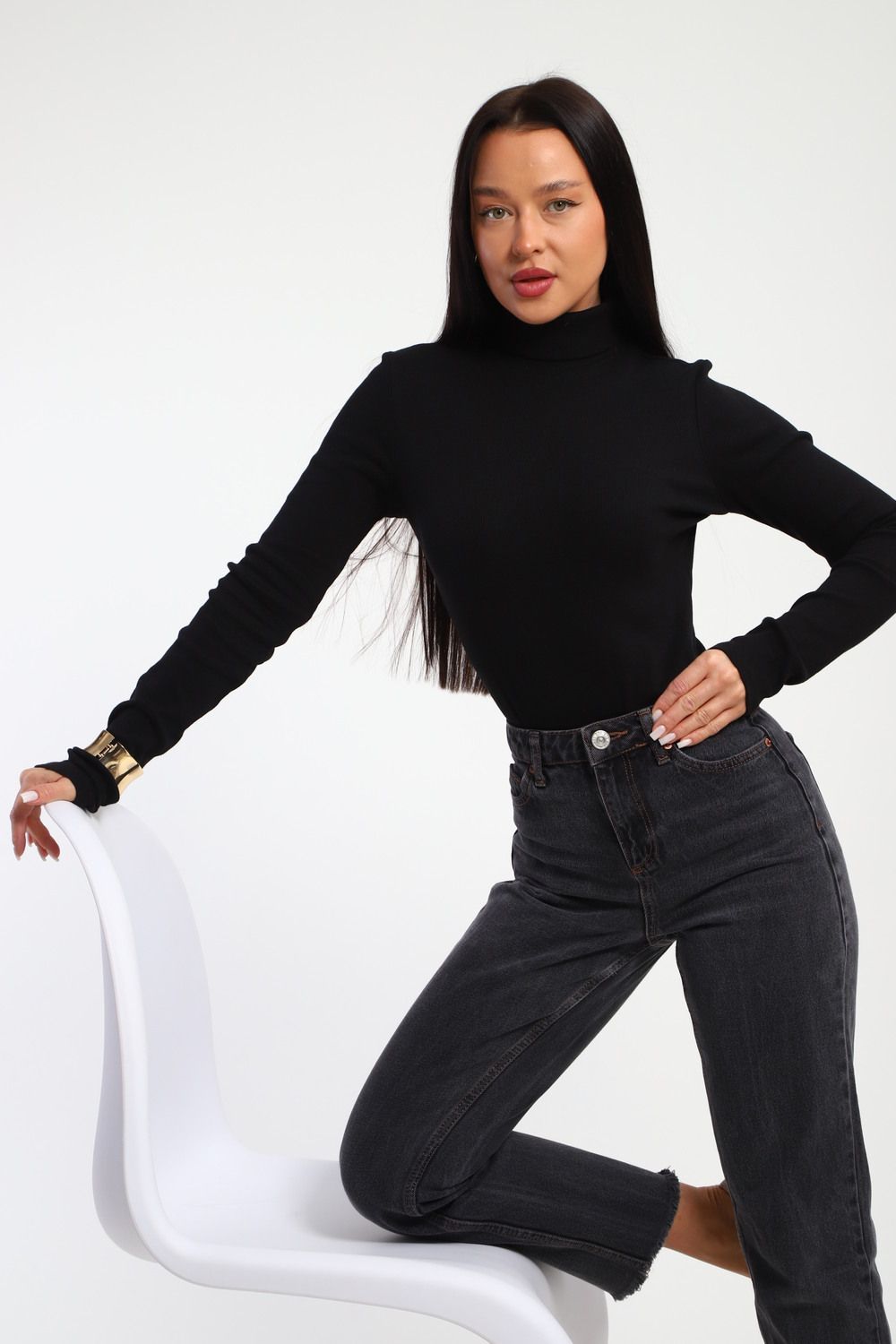 Водолазка женская с горлом теплая 32103 - черный