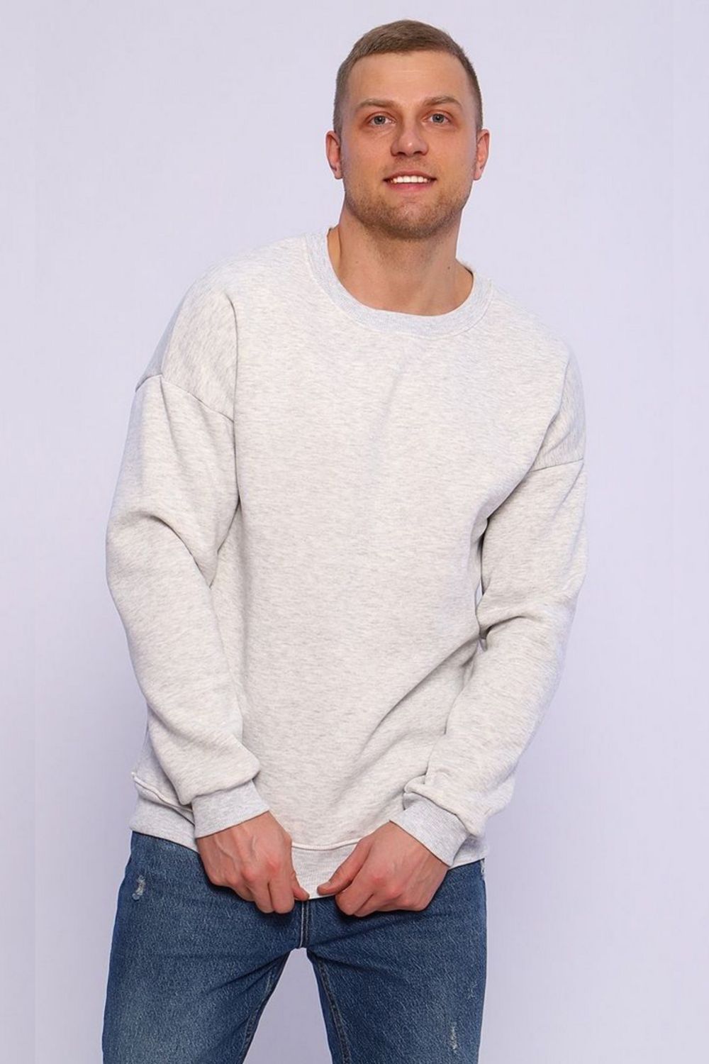 897 Свитшот с начесом - серый меланж