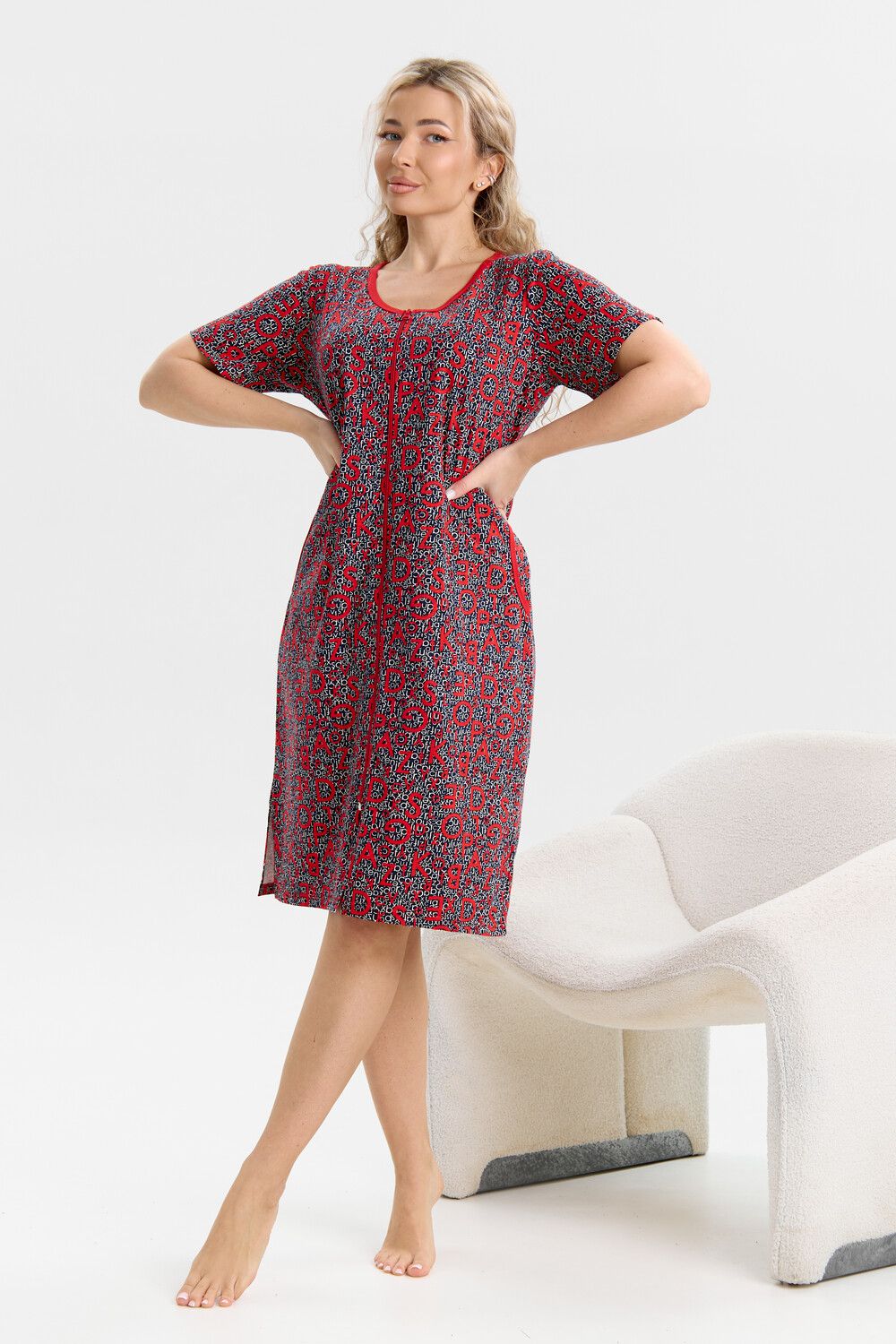 Халат 37000 - сине-красный