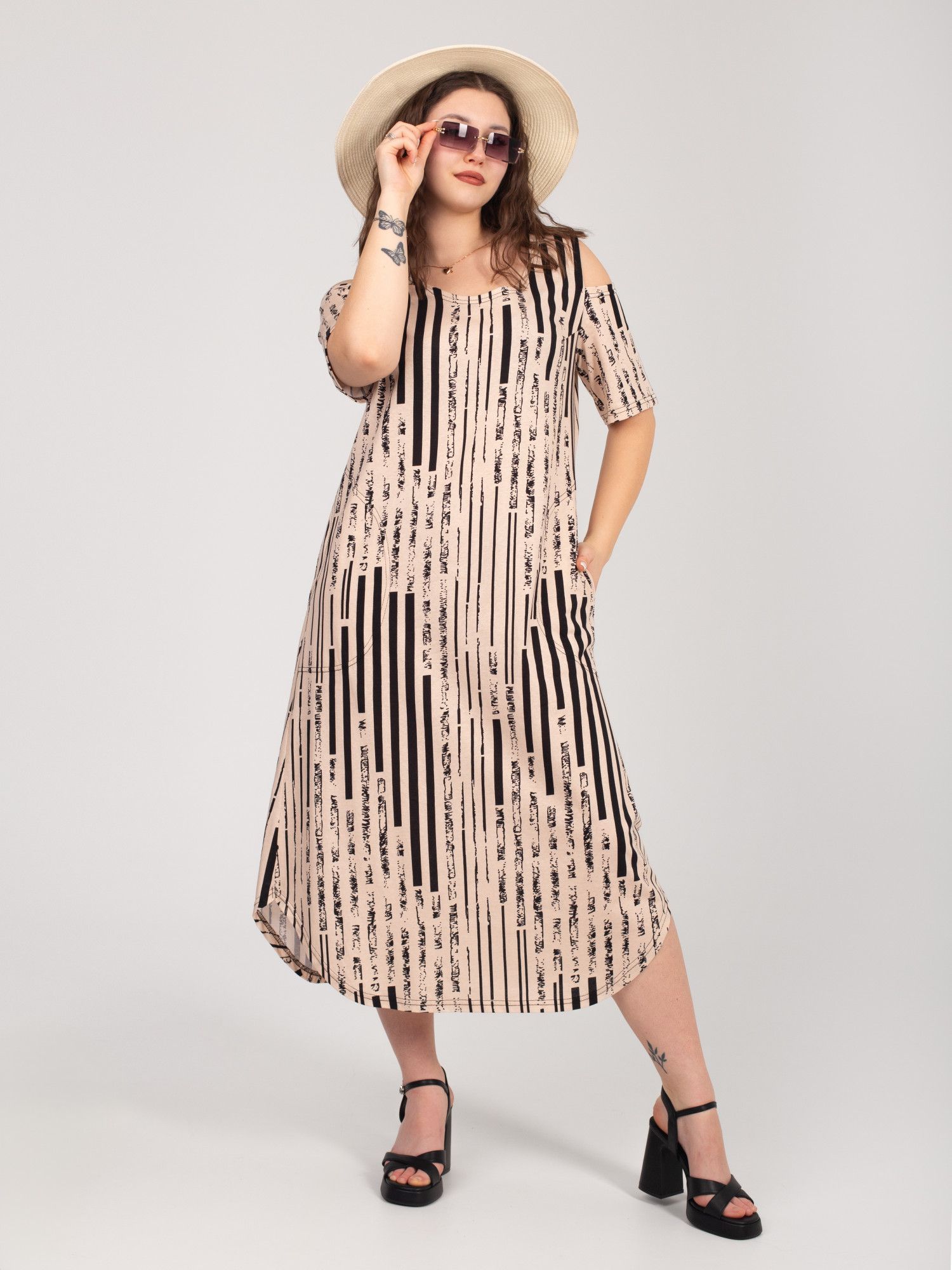 Платье женское кулирка "ВЛАДА" БЕЖ ПОЛОСА