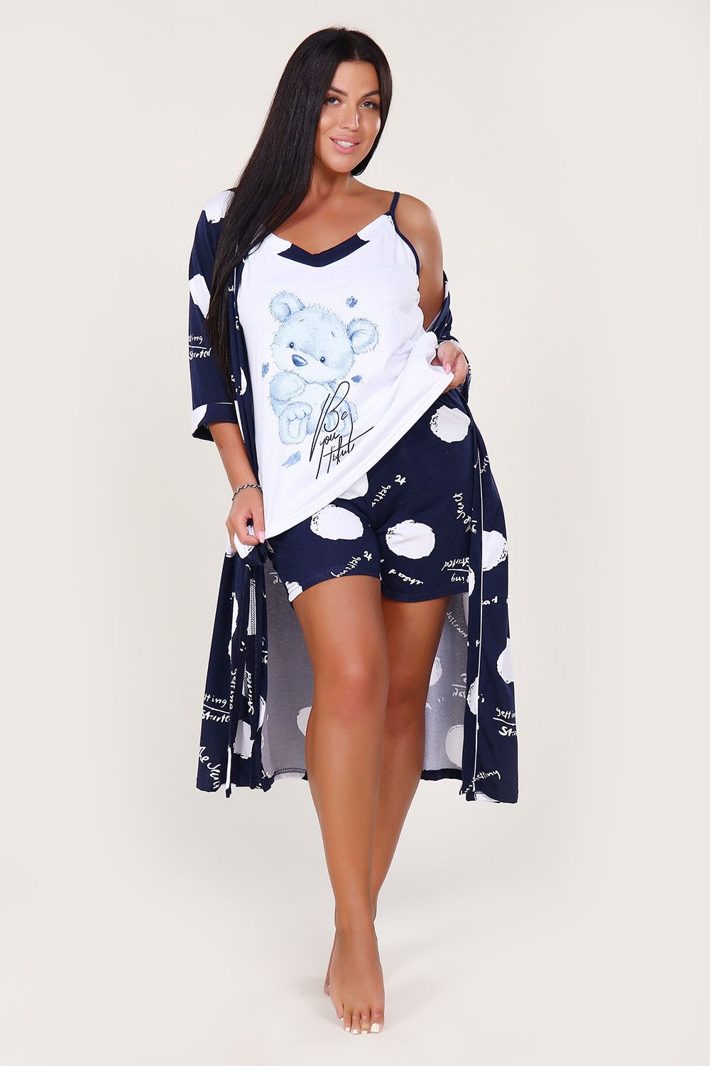 515 Пеньюар тройка Миша - синий