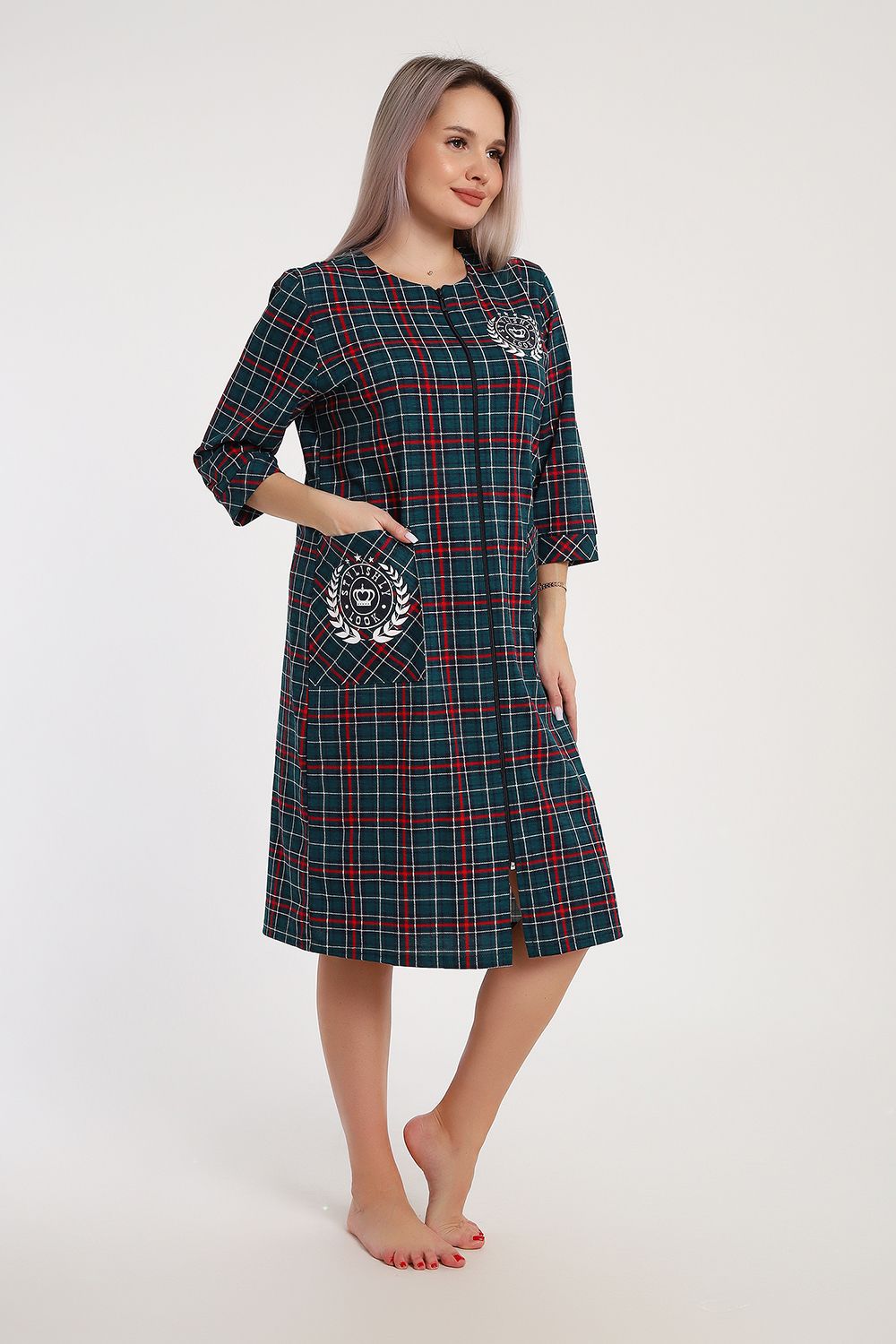 525 Халат на молнии - зеленый