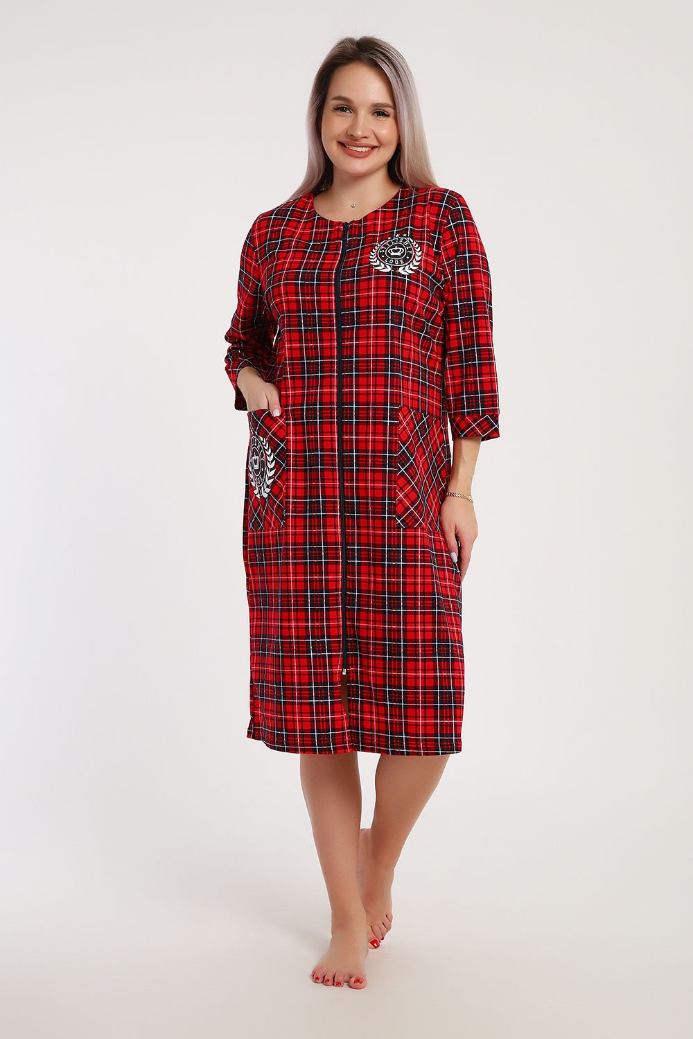 525 Халат на молнии - красный