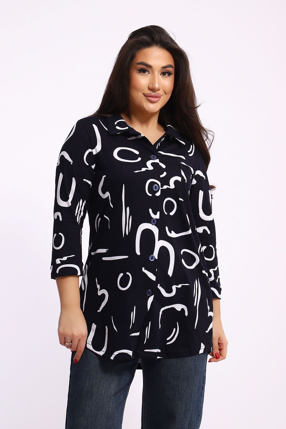 Туника 24231 - чёрно-белый