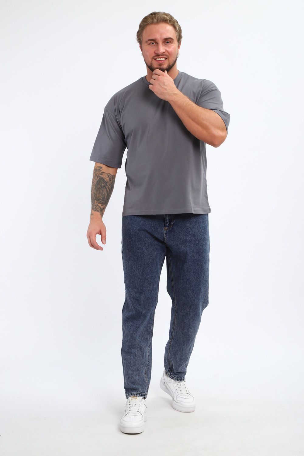 Футболка мужская оверсайз 26015 - графит