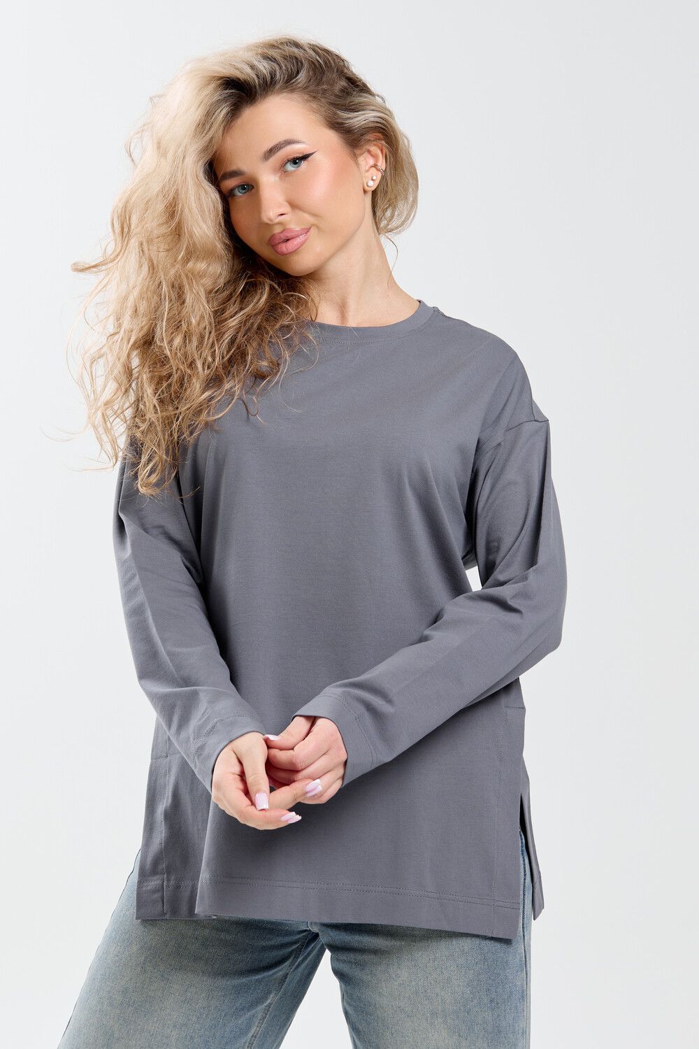 Лонгслив женский оверсайз 26014 - графит
