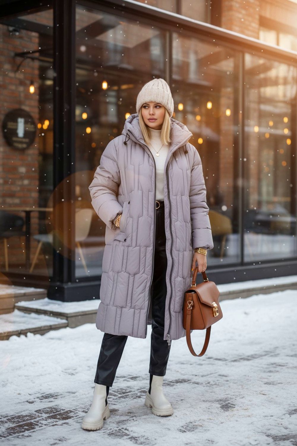 Зимняя куртка большие размеры, арт.28126 - бежевый