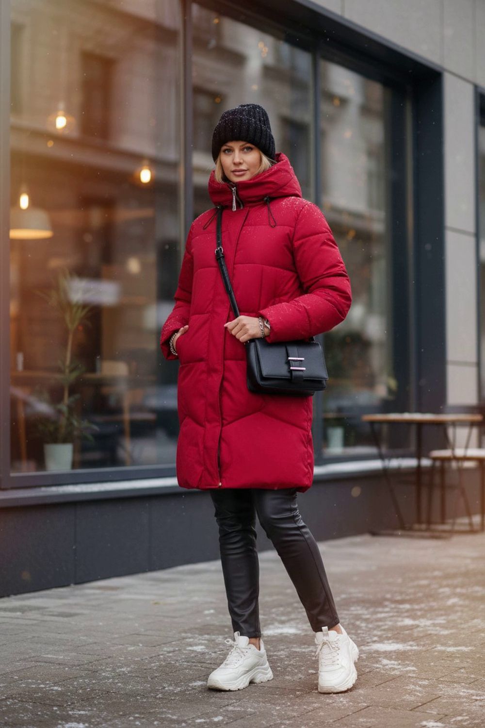 Зимняя куртка удлиненная арт.28119 - бордо