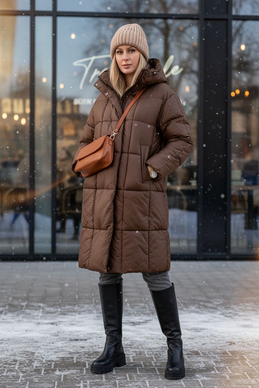 Куртка оверсайз большие размеры арт.28137 - коричневый