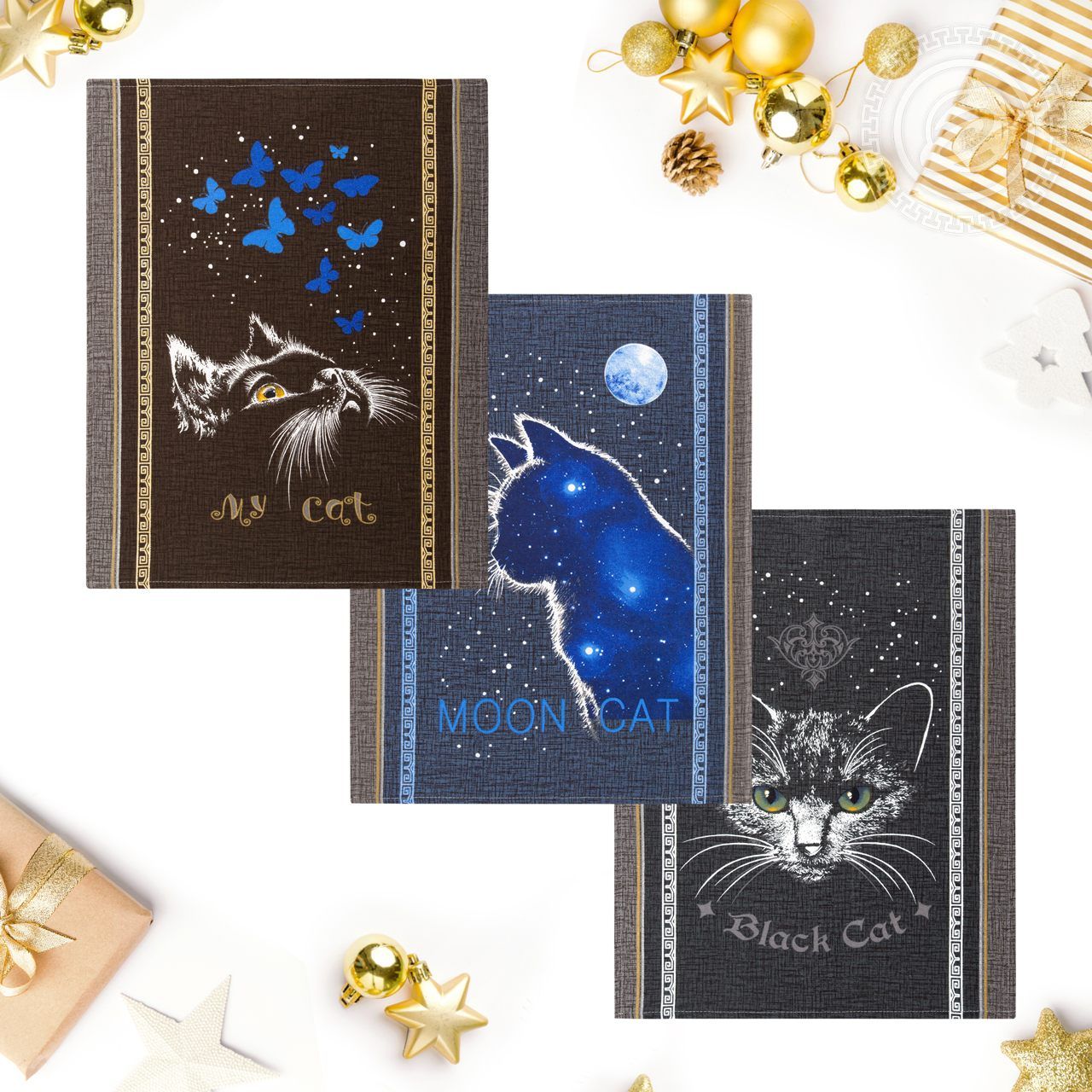 Набор полотенец из рогожки Лунный кот 2Н_ПКР.45.60