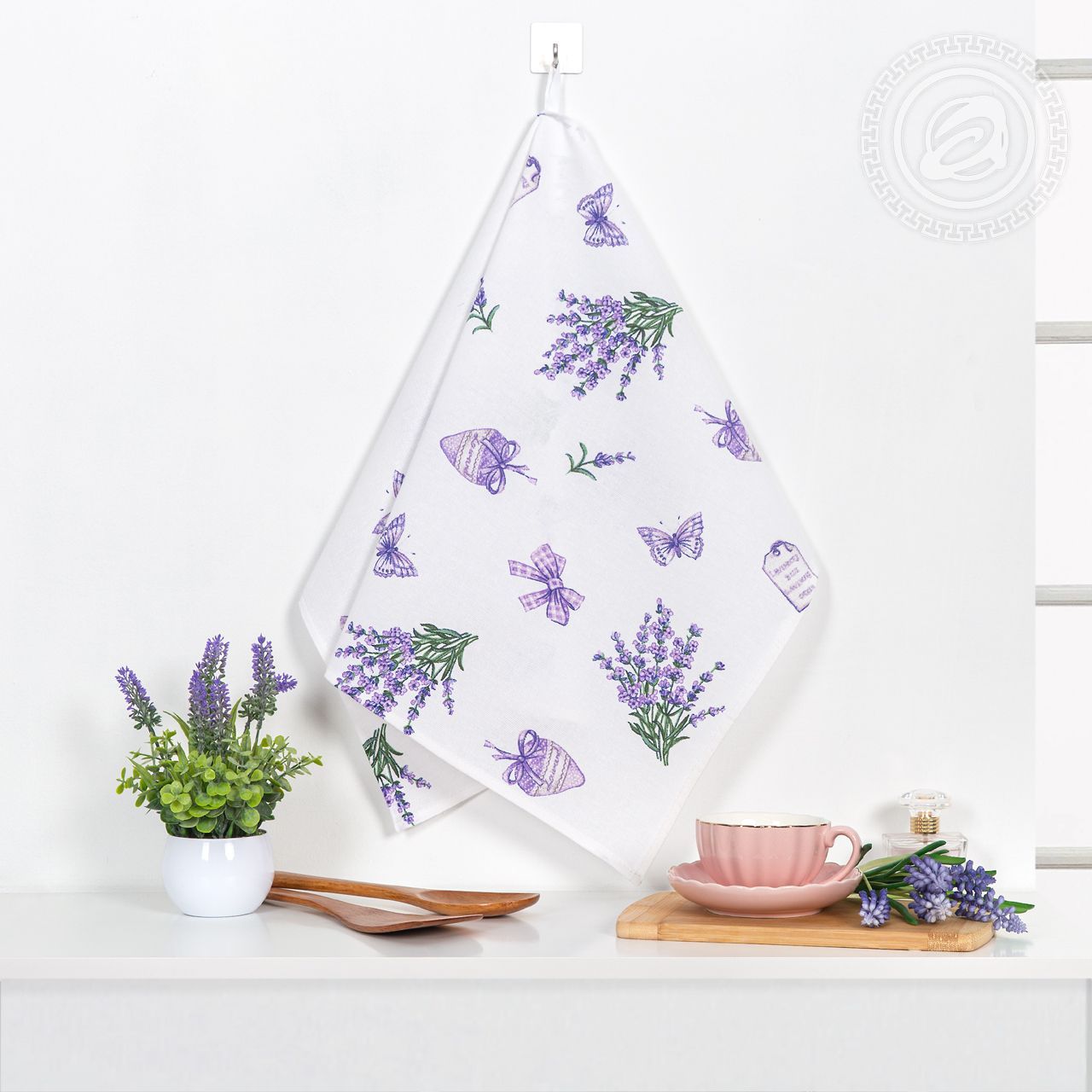 Полотенце кухонное из рогожки Сиреневая дымка пкр.50.70