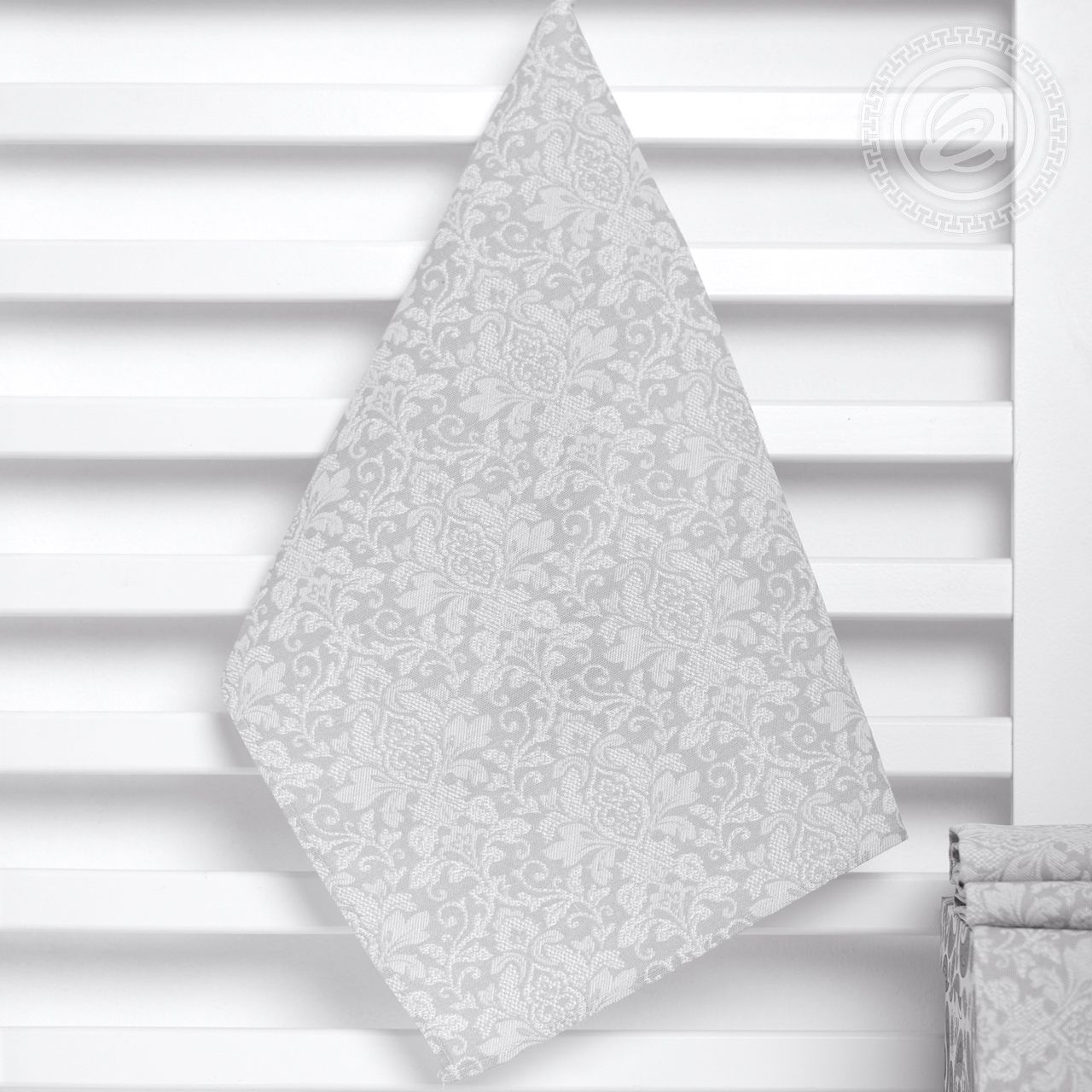 Полотенце кухонное из рогожки Вензель серый пкр.50.70