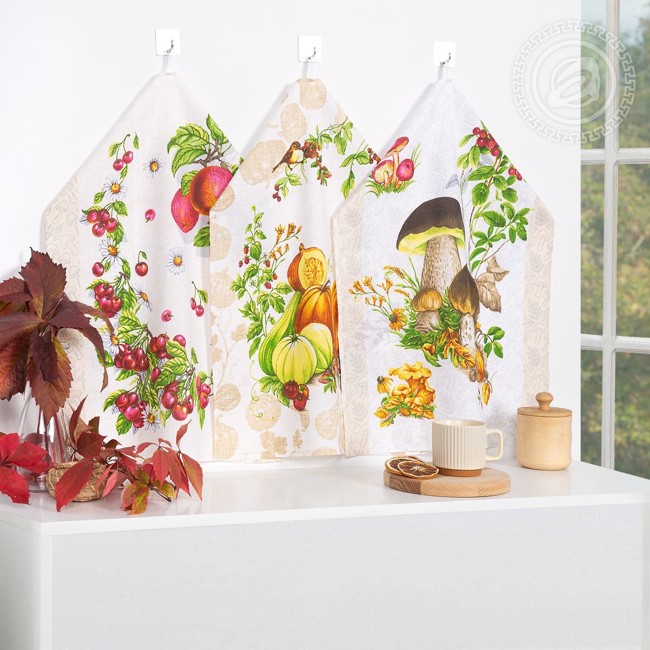 Набор полотенец из рогожки Дары осени нпкр.45.60