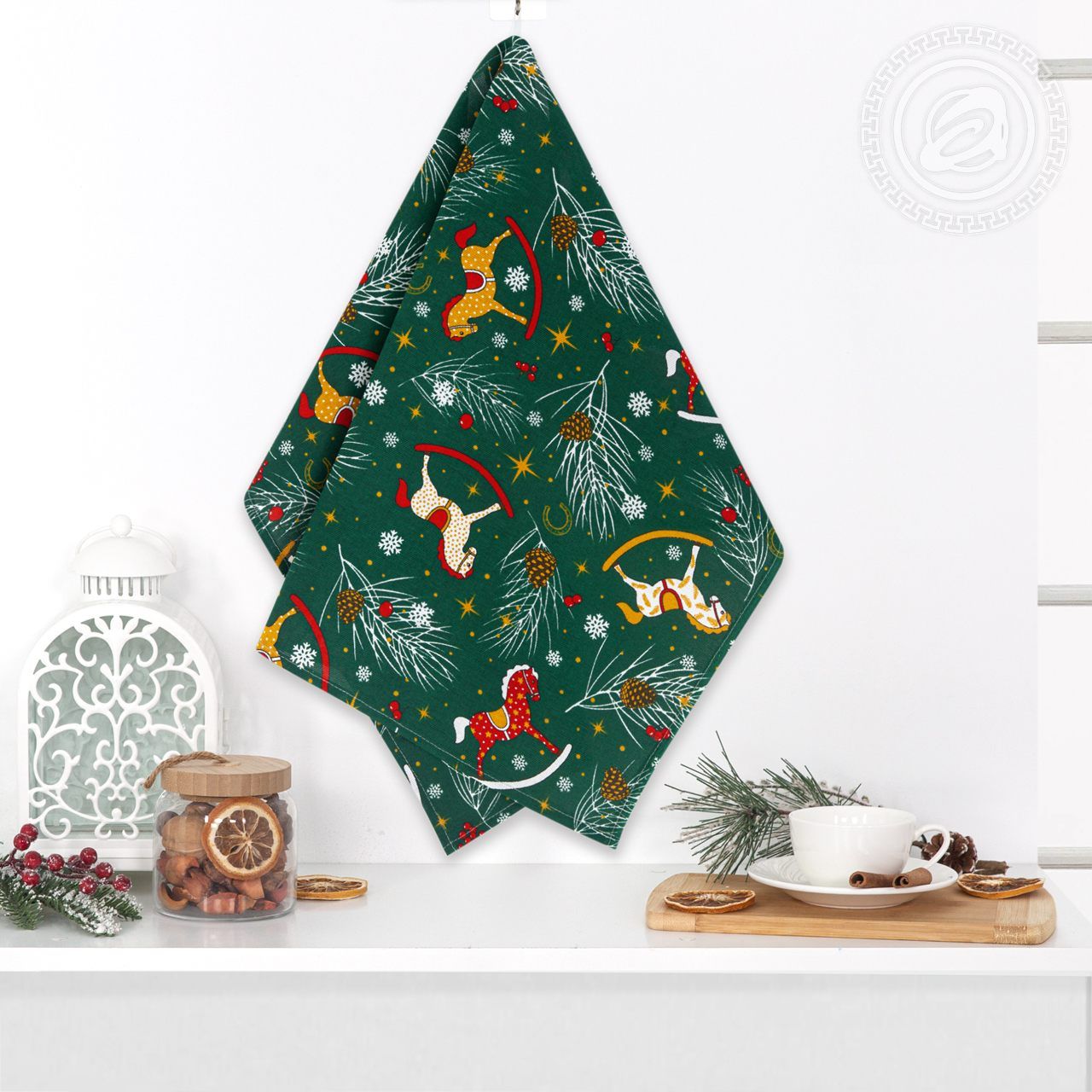 Полотенце кухонное из рогожки Лошадки пкр.50.70