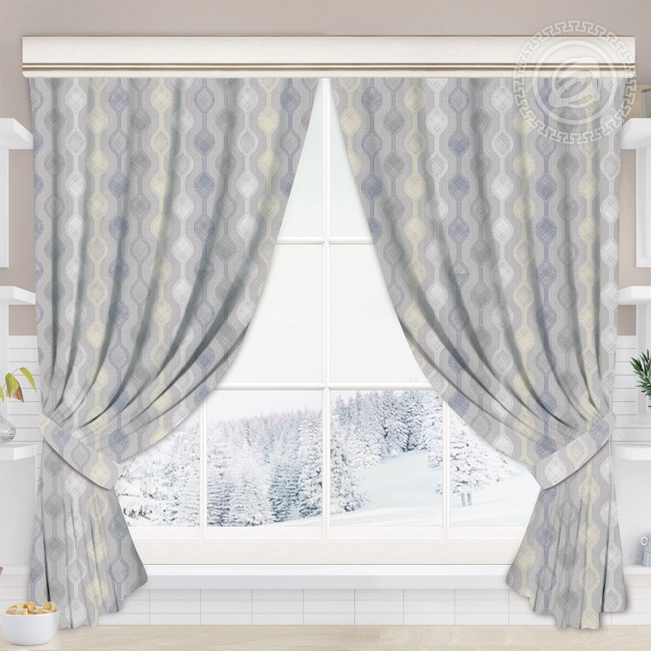 Шторы для кухни с подхватом Эстетик Ш.145.180