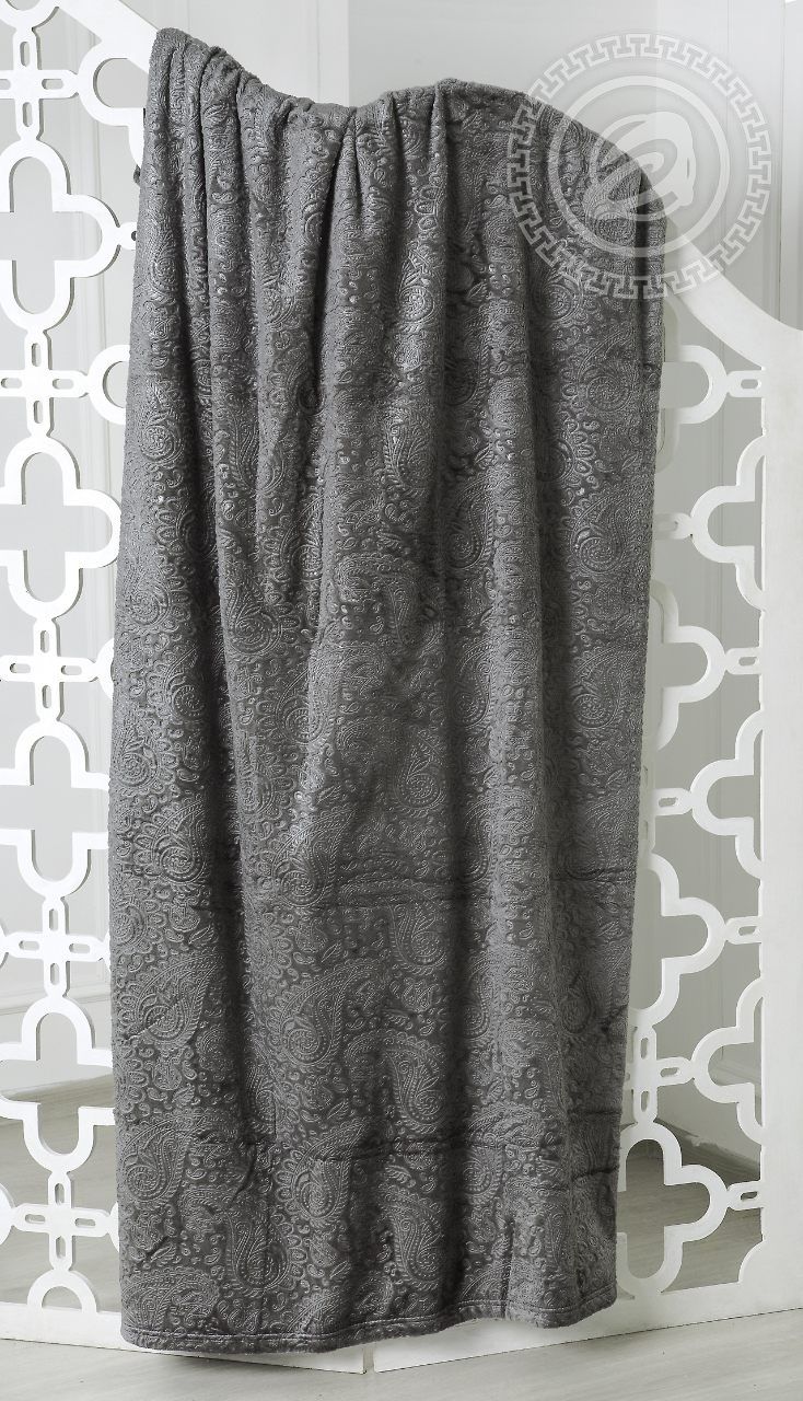 Плед флисовый Огурцы графит ПФ18-1