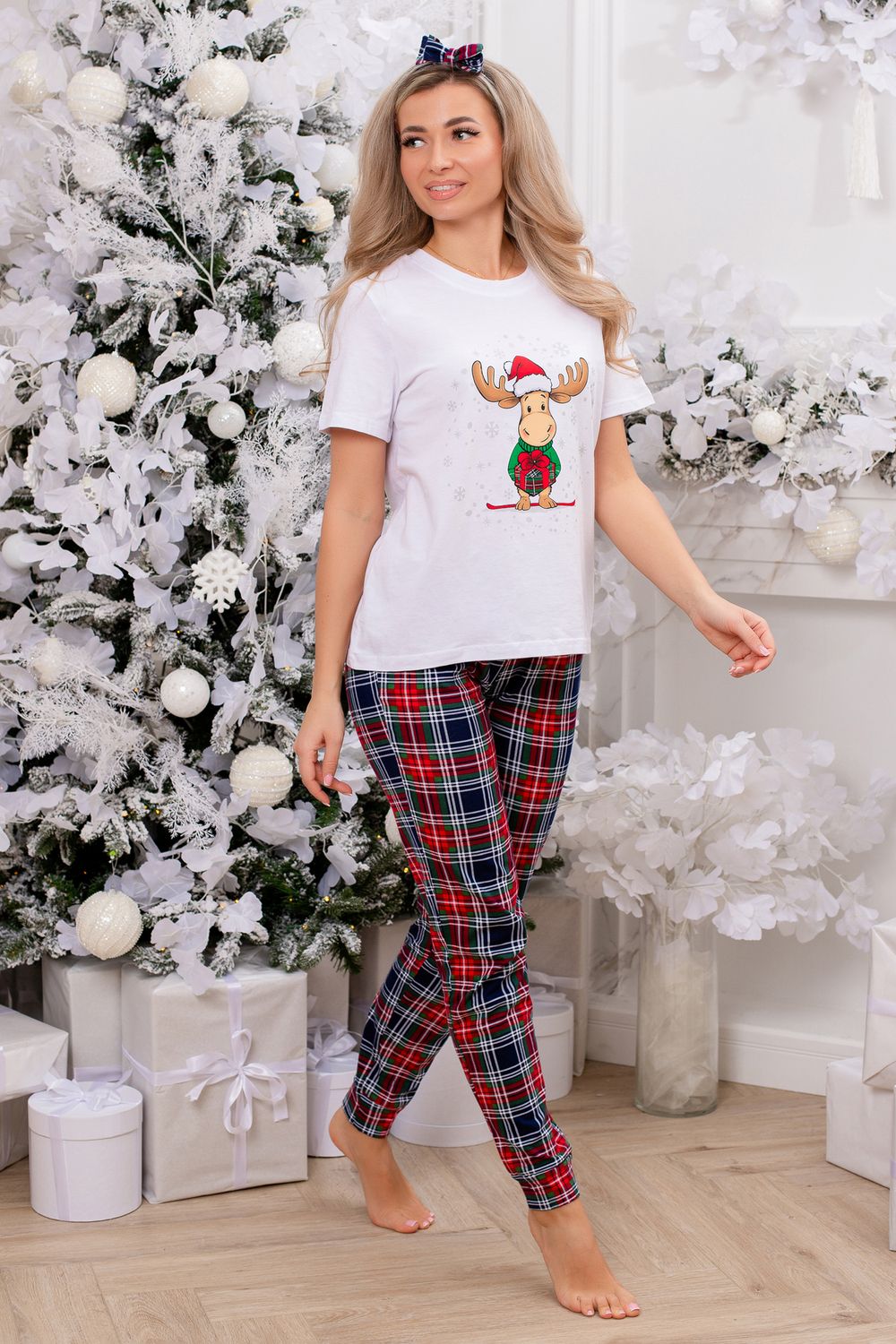 Пижама Лось - белый/зеленый