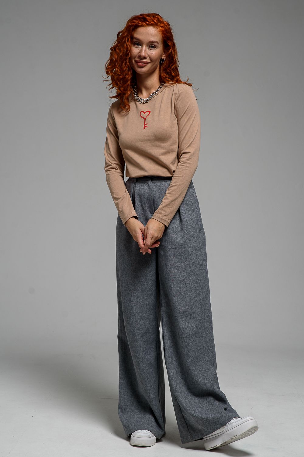 8529/1 футболка с дл.рукавом - бежевый+Ключик