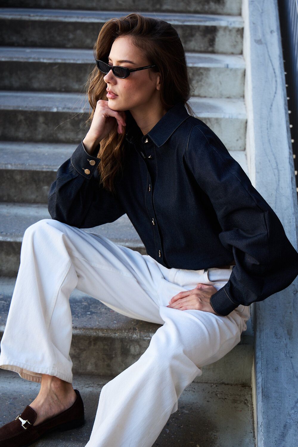 Рубашка джинсовая оверсайз - черный