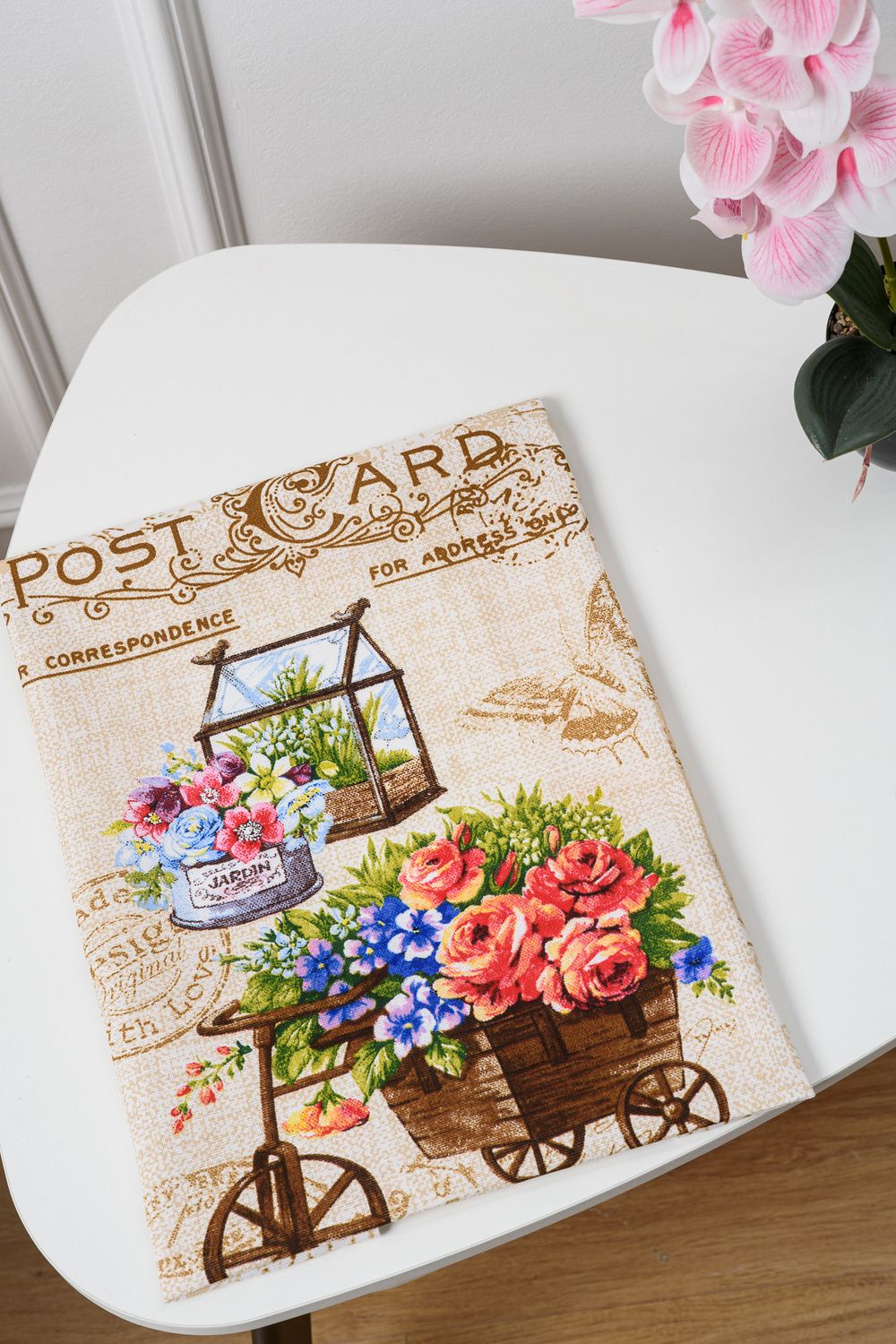 Открытка кухонное полотенце - бежевый+велосипед