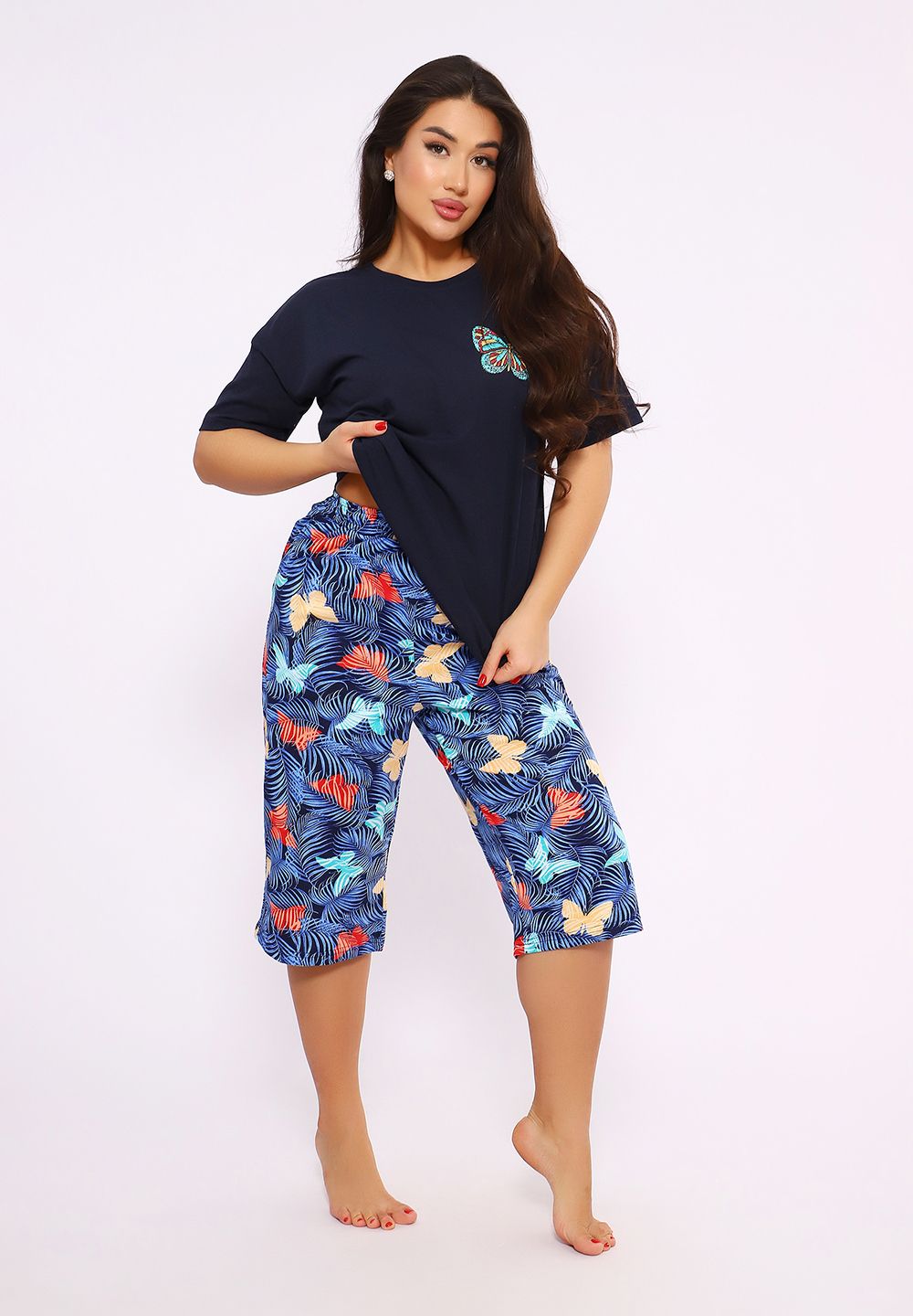 623 Костюм с бриджами - Летний джаз - синий