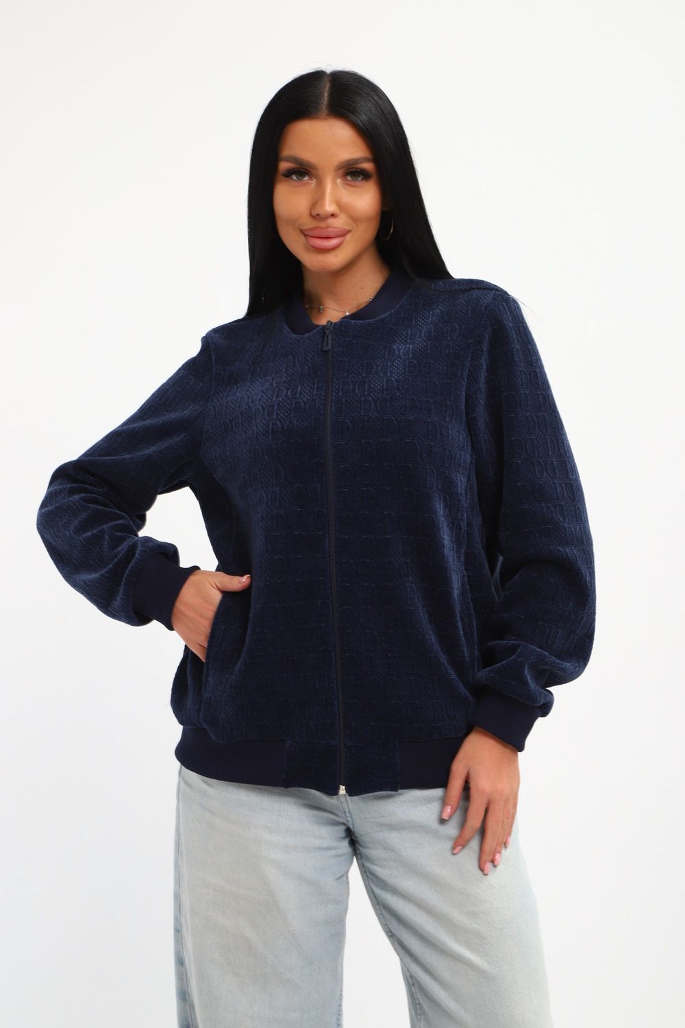 Бомбер на молнии 001 - синий