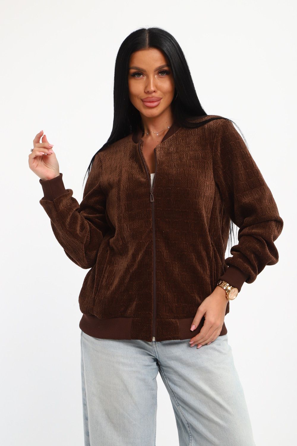 Бомбер на молнии 001 - шоколад