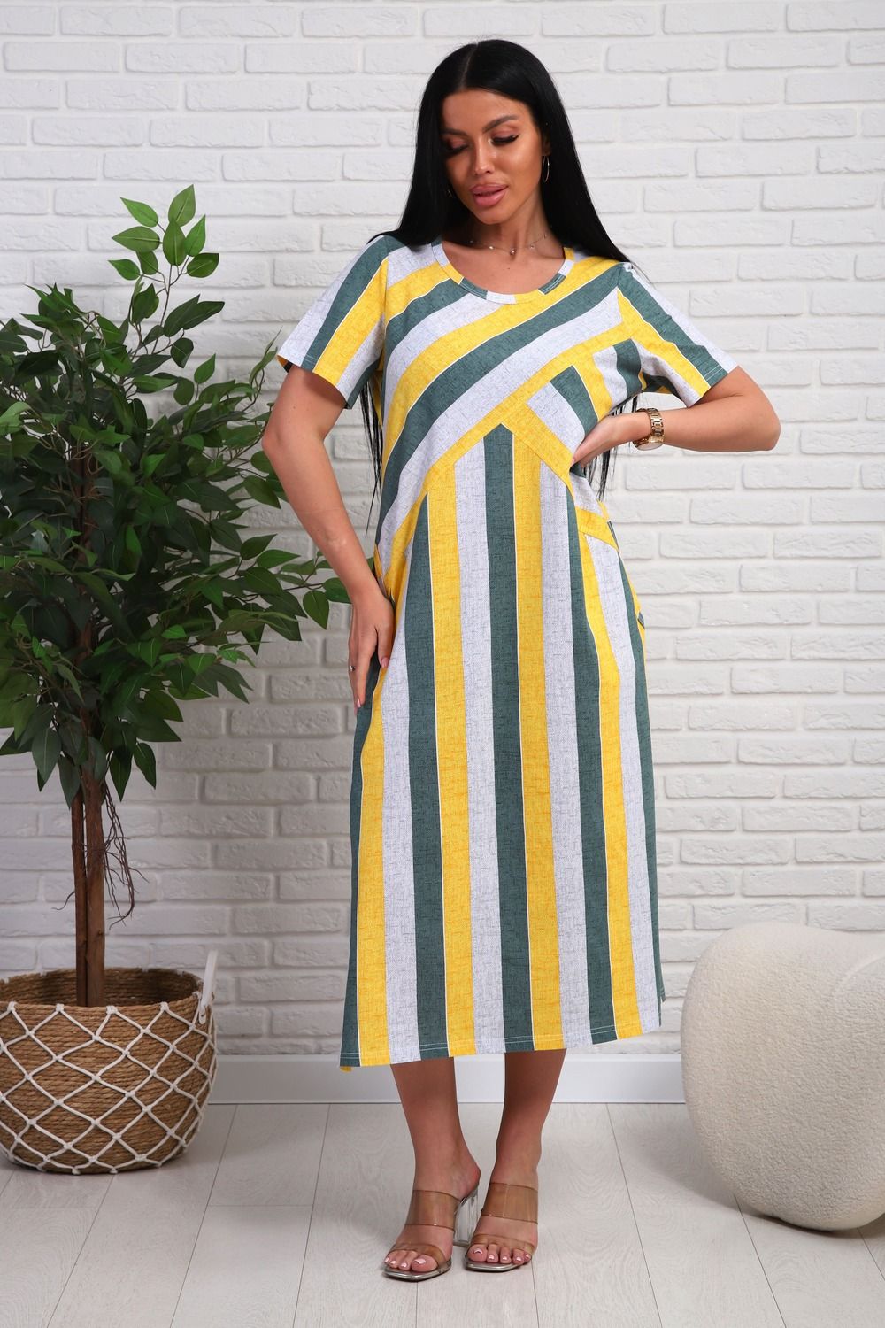 348т платье - желтый/зеленый