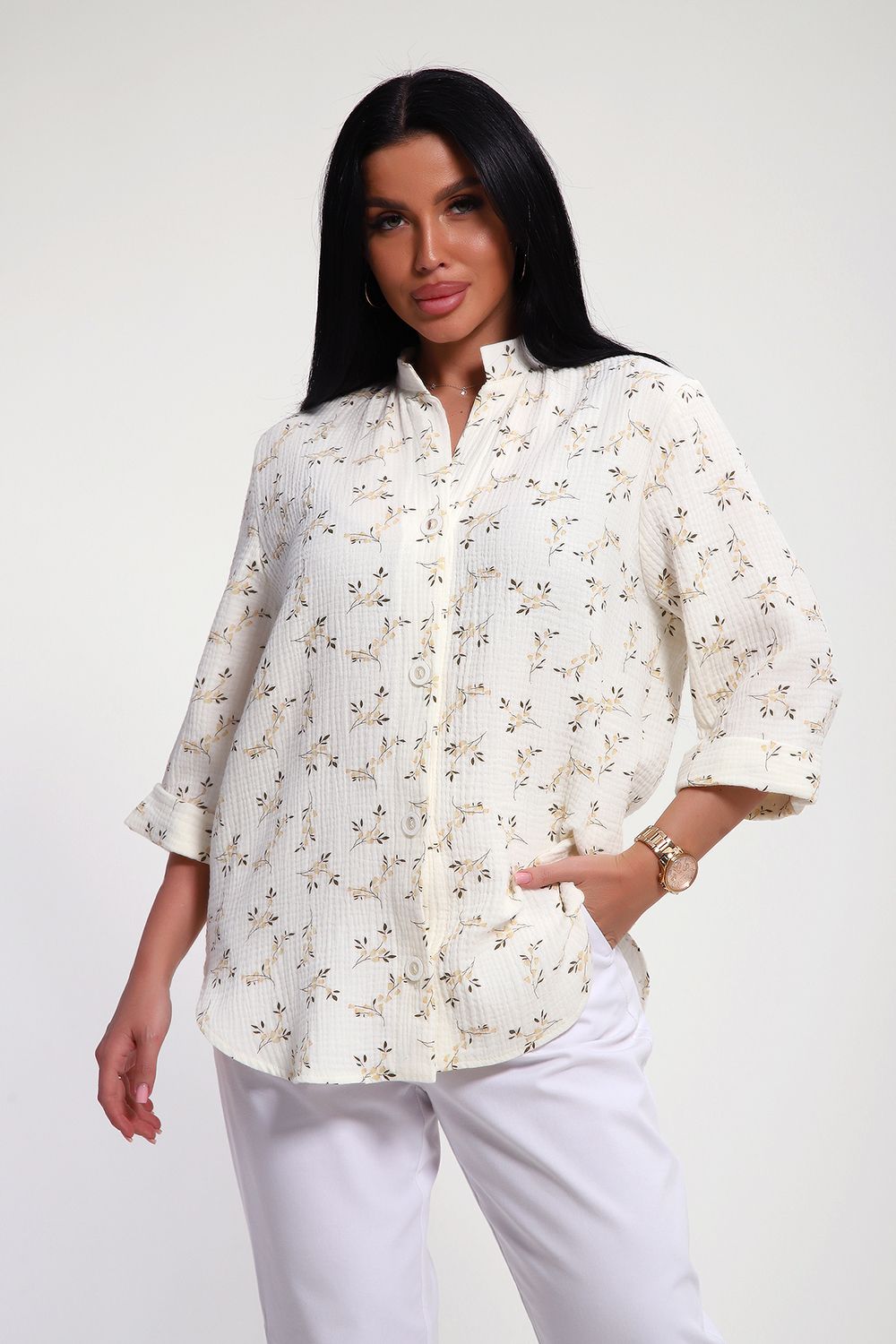 Рубашка 32745 - бежевый