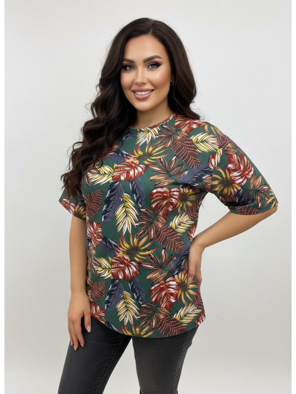 Анита-4 футболка женская (хаки листья)