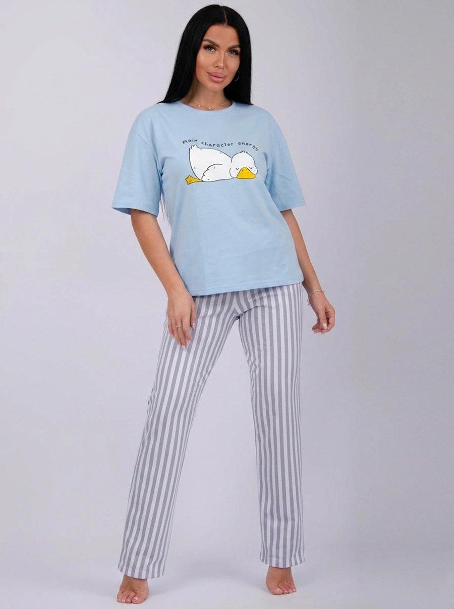 Утя пижама женская - голубой