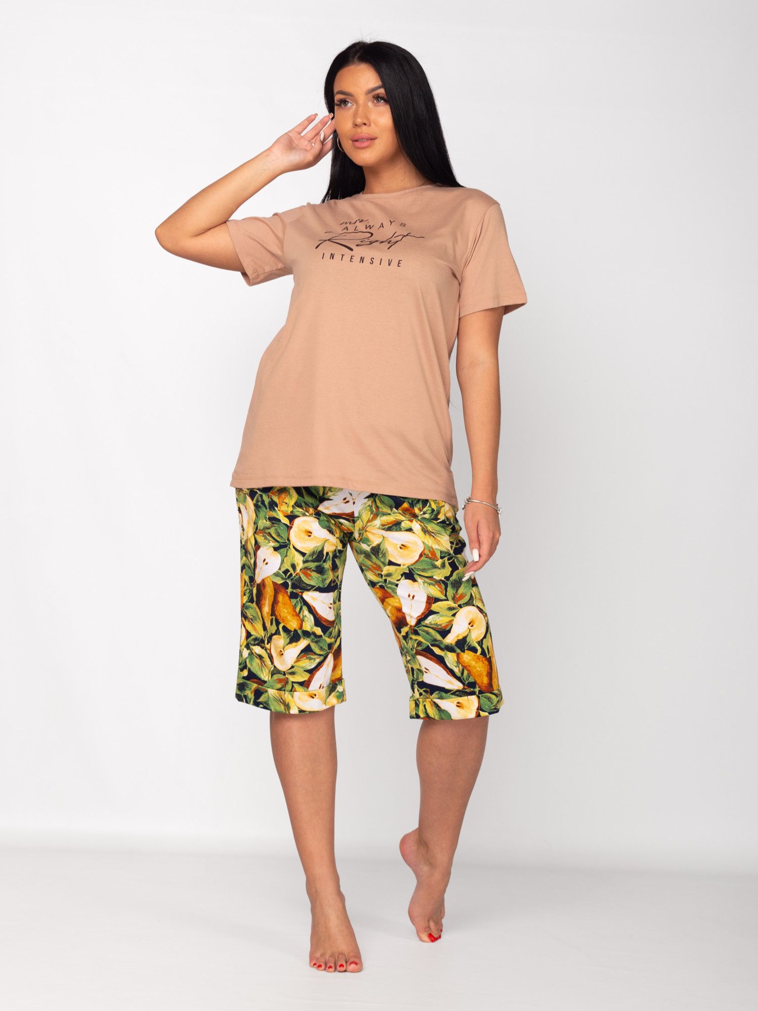 Костюм женский кулирка с шортами "ГРУША" С ДЕФЕКТОМ