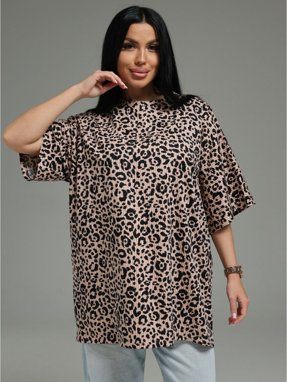 Анита-4 футболка женская (леопард полоса)