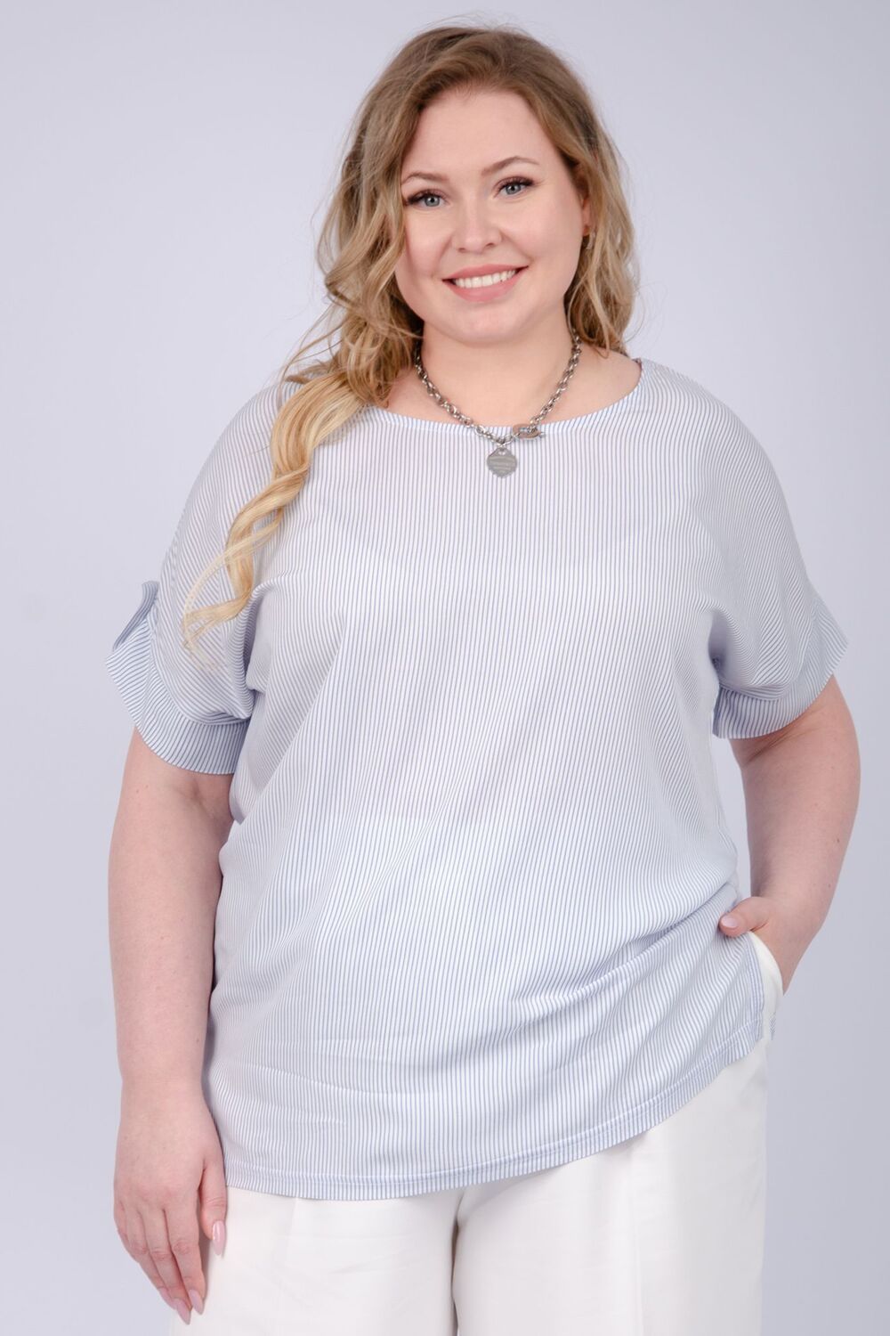 Шелли туника женская - голубой/белый