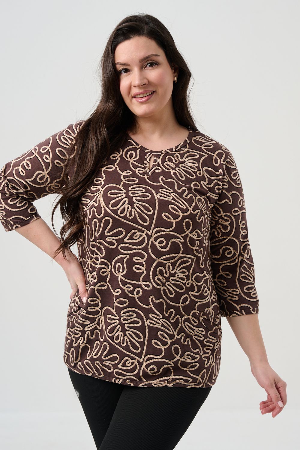21621 Блузка - коричневый