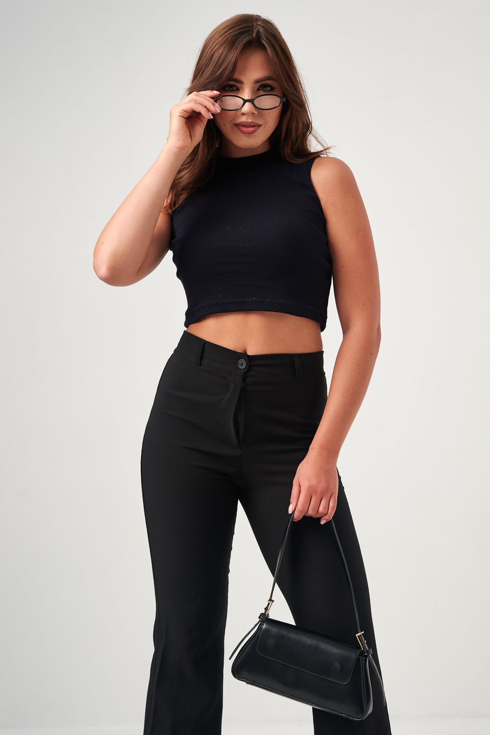 52714 топ укороченный с горлом - темно-синий