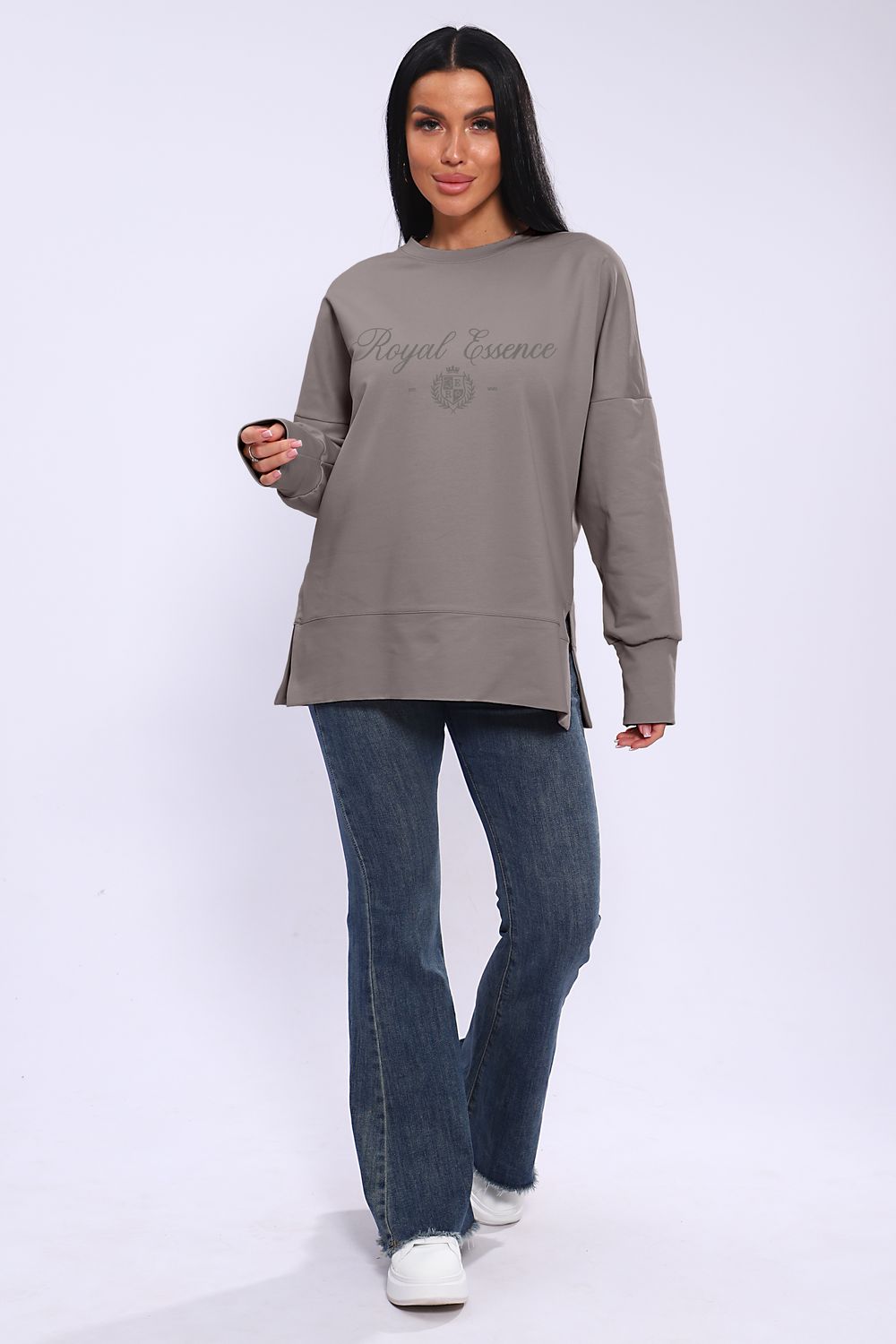 Лонгслив женский ЛЖ-013 - серо-бежевый