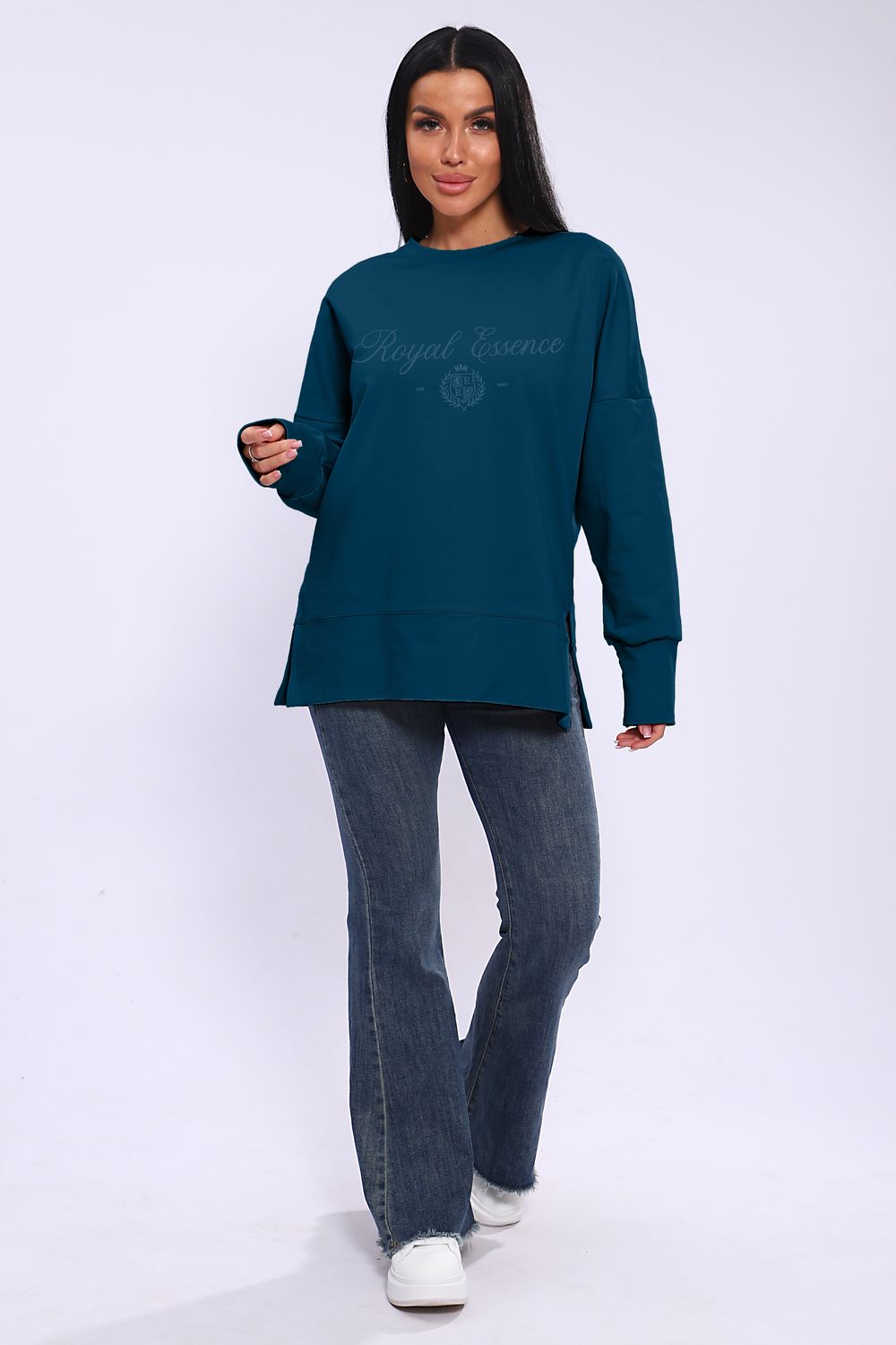 Лонгслив женский ЛЖ-013 - сине-бирюзовый