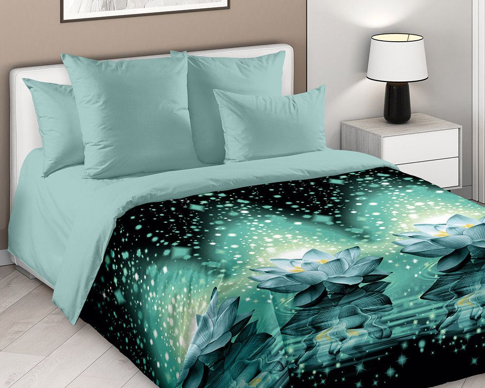 КПБ  Мерцающий лотос 2сп с простыней на резинке  160*200*25, перкаль