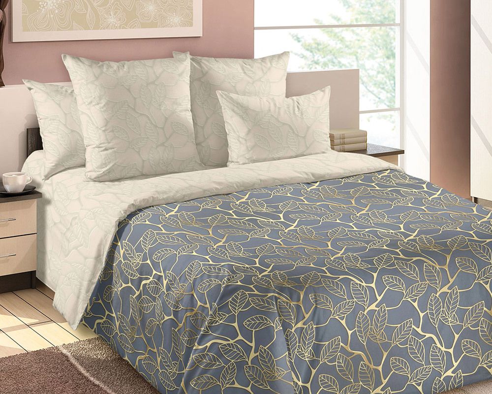 КПБ  Золотой день 2сп с простыней на резинке  160*200*25, перкаль