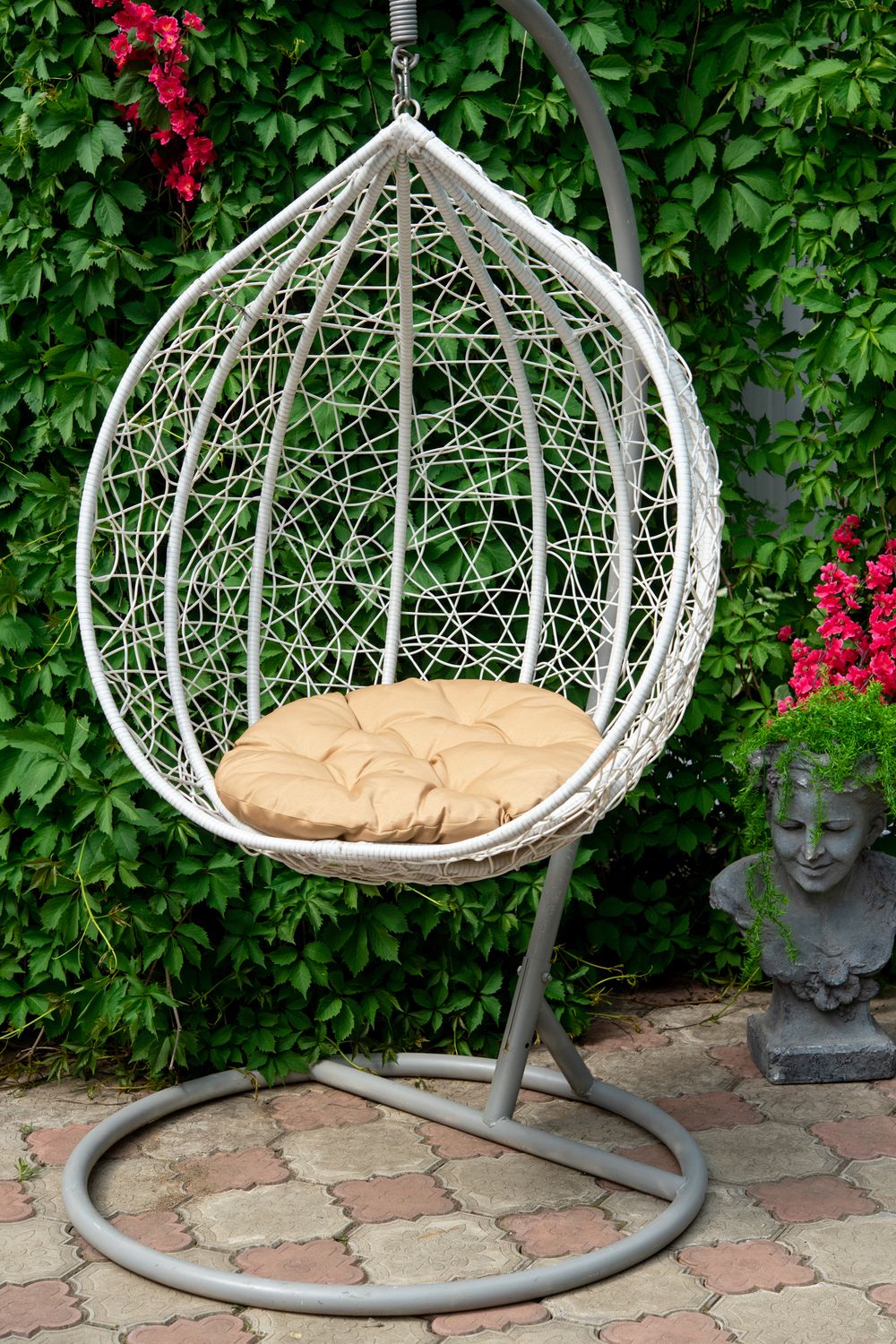 Подушка круглая на кресло 60 см, Грета(20%хл, 80%п/э),файбер, пакет с пл ручкой, ВО - бежевый