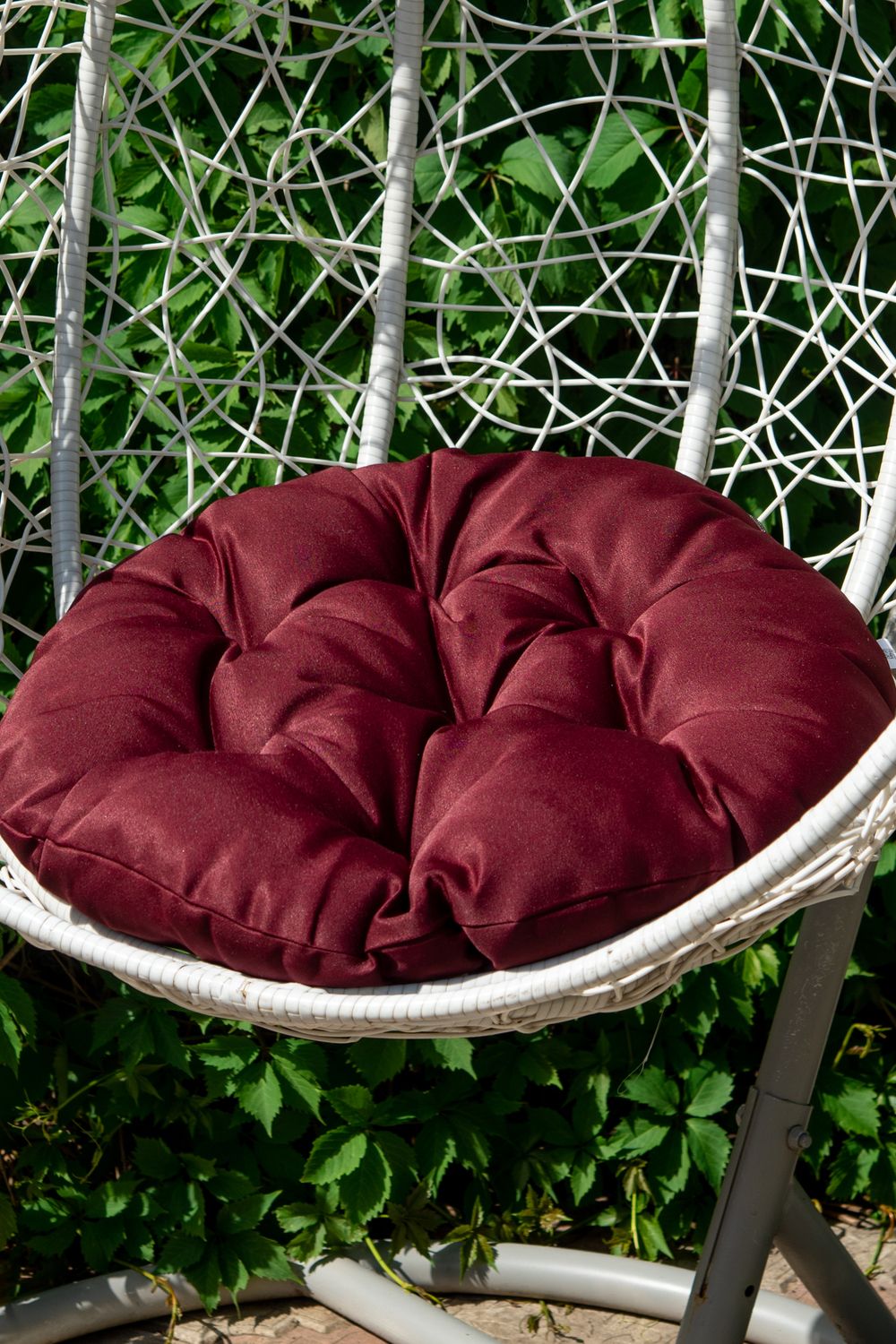 Подушка круглая на кресло 60 см, Грета(20%хл, 80%п/э),файбер, пакет с пл ручкой, ВО - бордовый