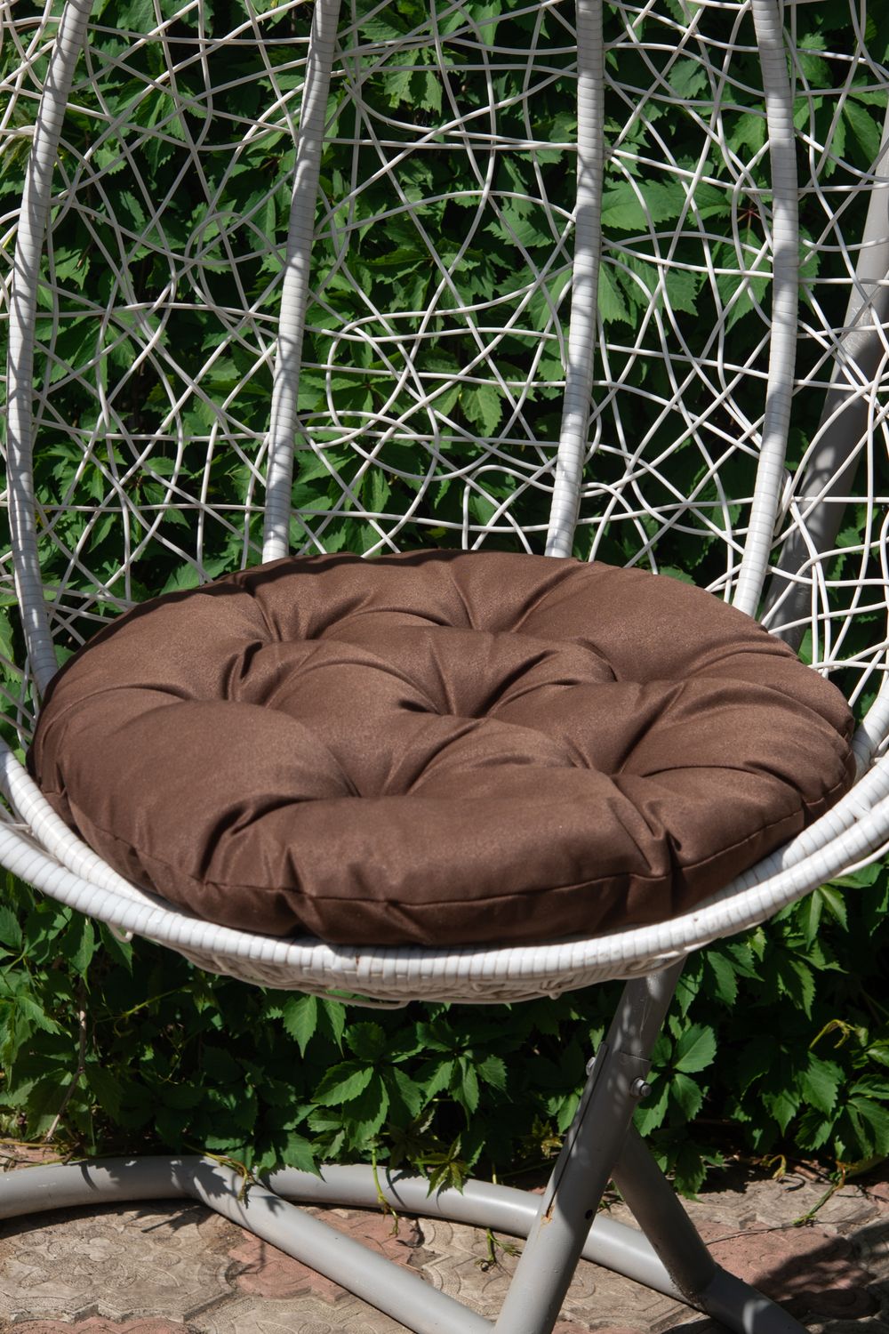 Подушка круглая на кресло 60 см, Грета(20%хл, 80%п/э),файбер, пакет с пл ручкой, ВО - коричневый