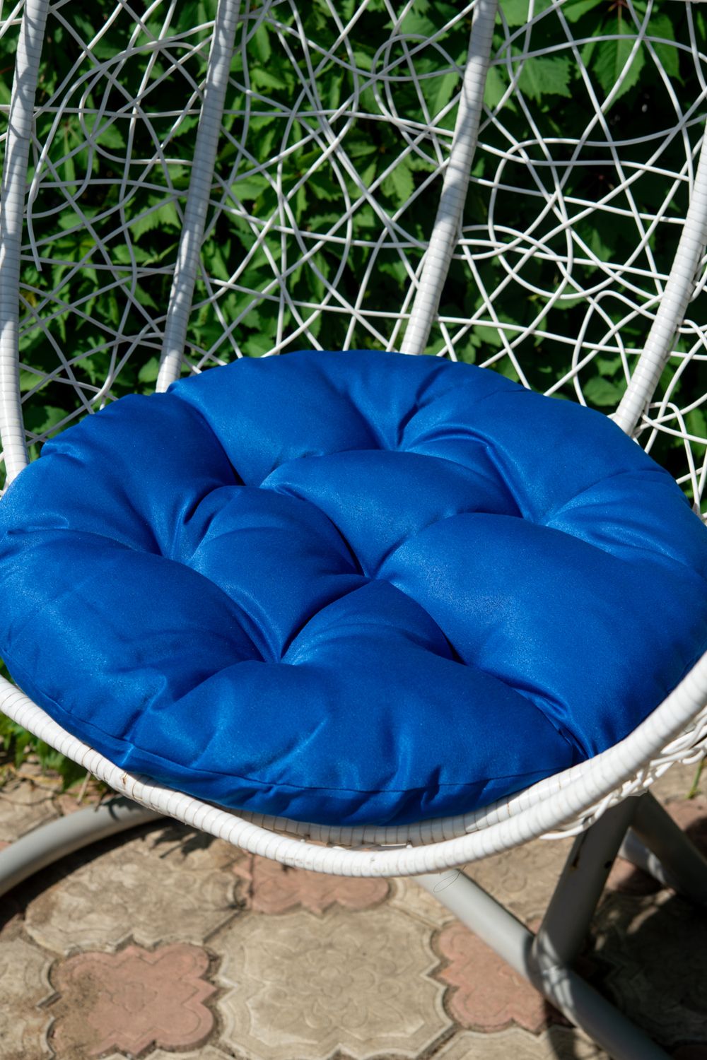 Подушка круглая на кресло 60 см, Грета(20%хл, 80%п/э),файбер, пакет с пл ручкой, ВО - василек