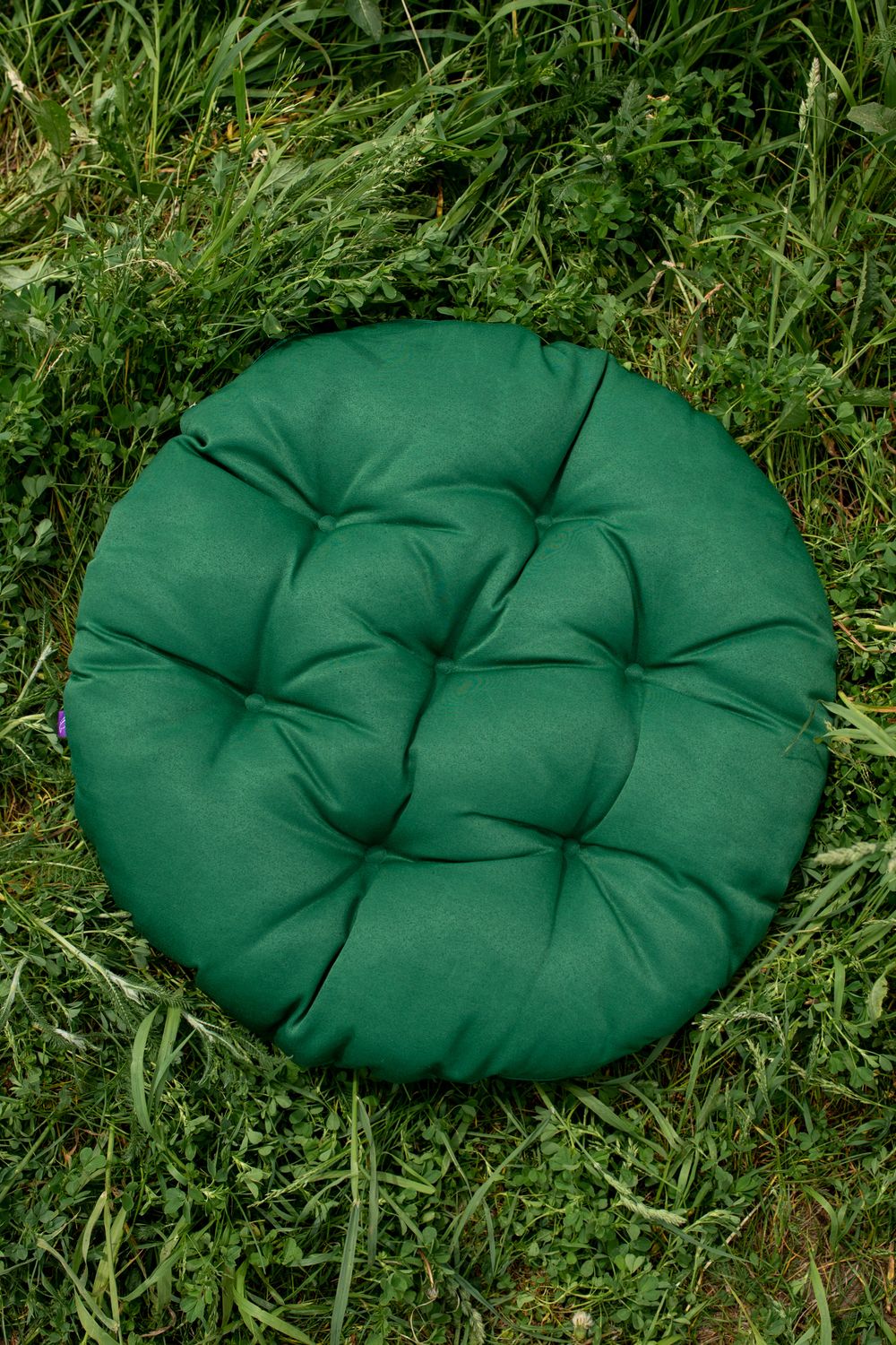 Подушка круглая на кресло 60 см, Грета(20%хл, 80%п/э),файбер, пакет с пл ручкой, ВО - ярко-зеленый