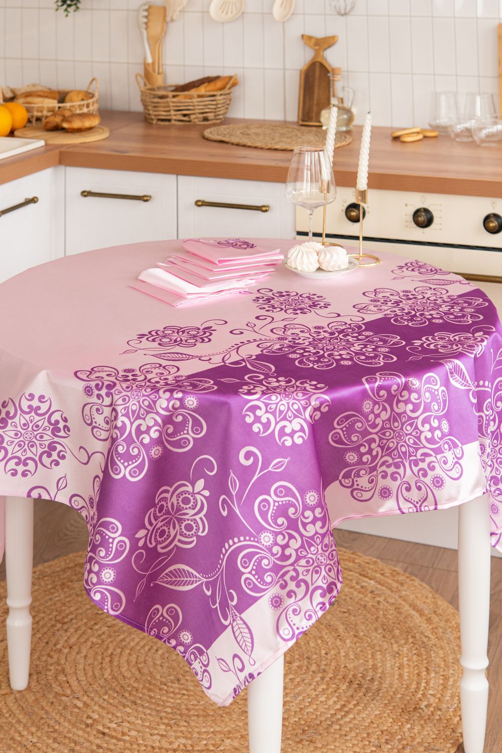 Розовый фламинго Скатерть +салфетка 30*30(6шт) трикот