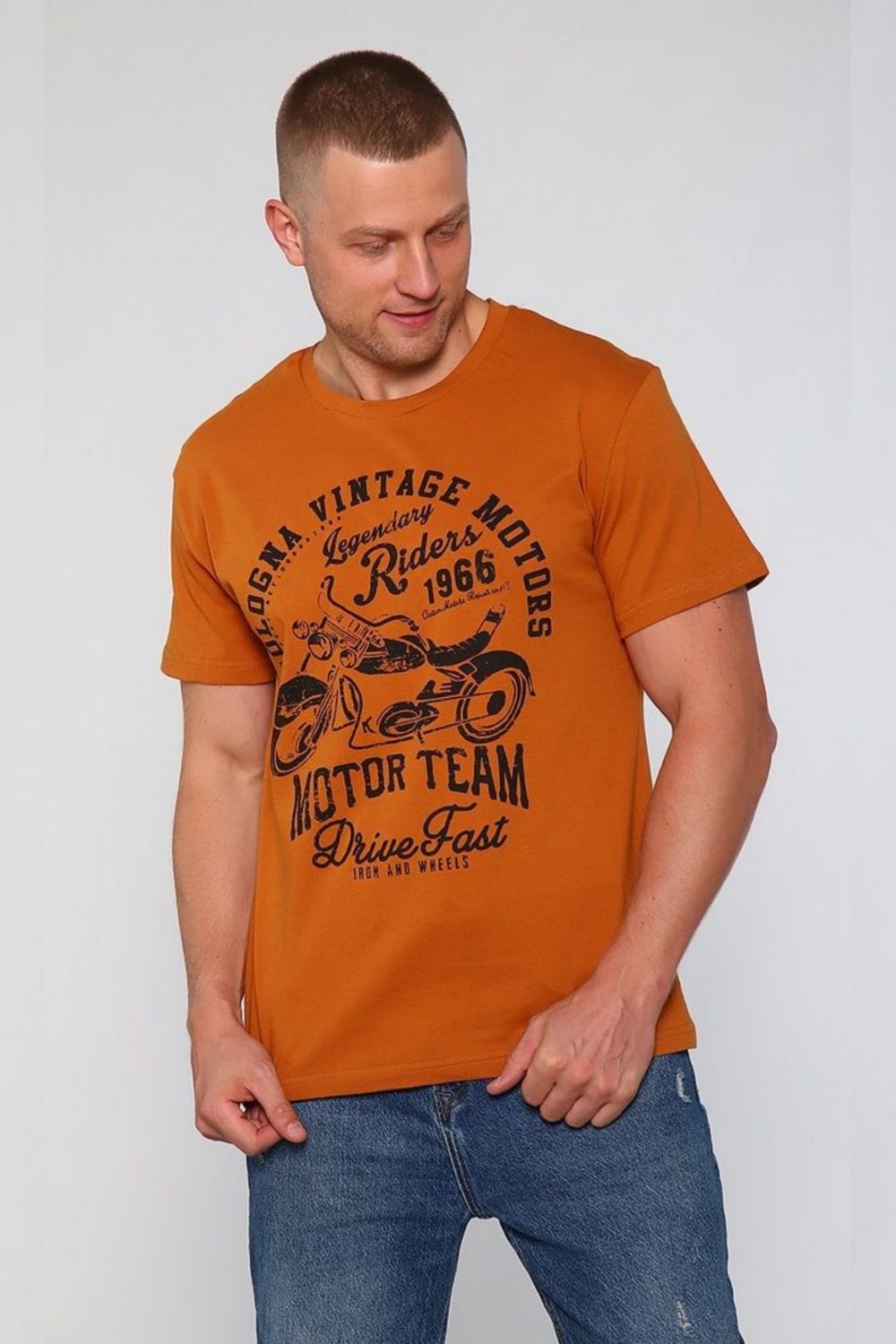 2225 Футболка Байкер - горчичный