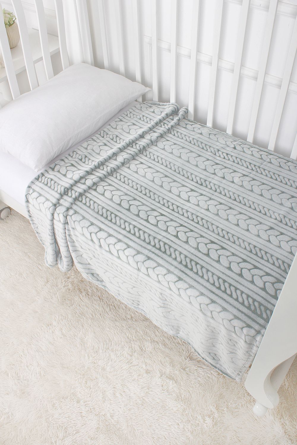 Плед велсофт арт. ПЛВ - серо-зеленый