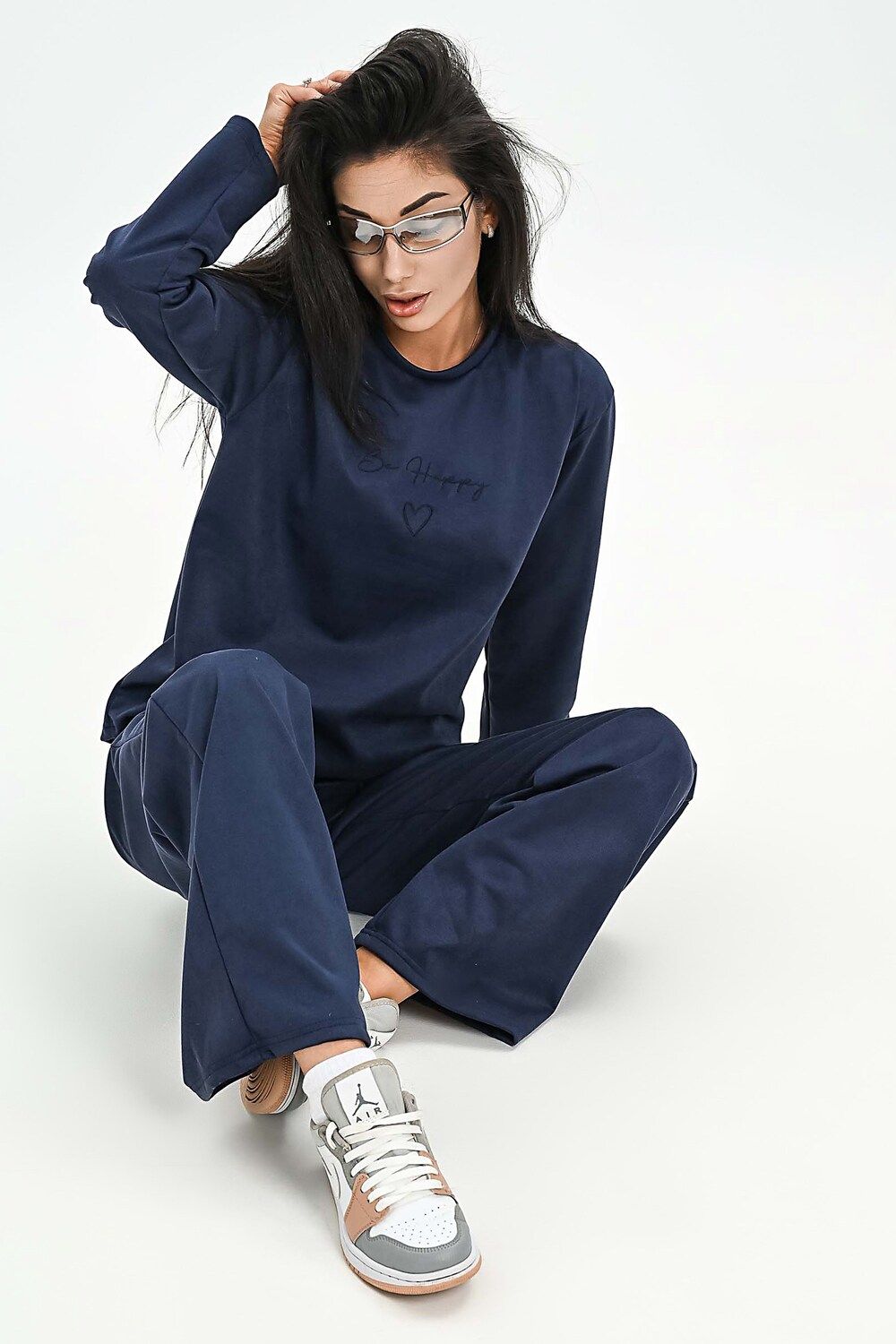 Свитшот из мягкой эко замши - синий